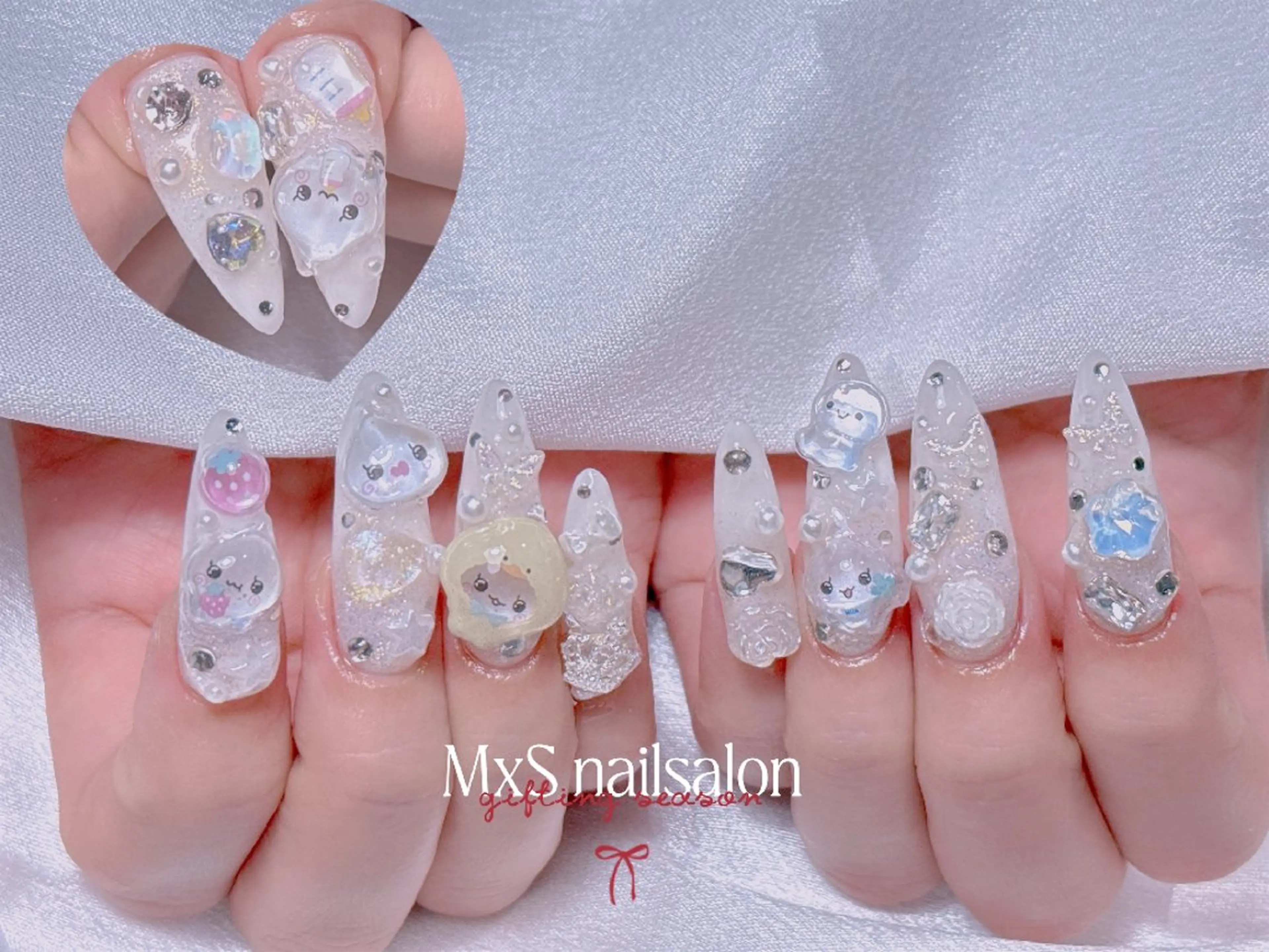 ネイル ジェルネイル 韓国ネイル マグネットネイル パラジェル バレンタイン ハンドネイル M×S Nail みなのネイルデザイン