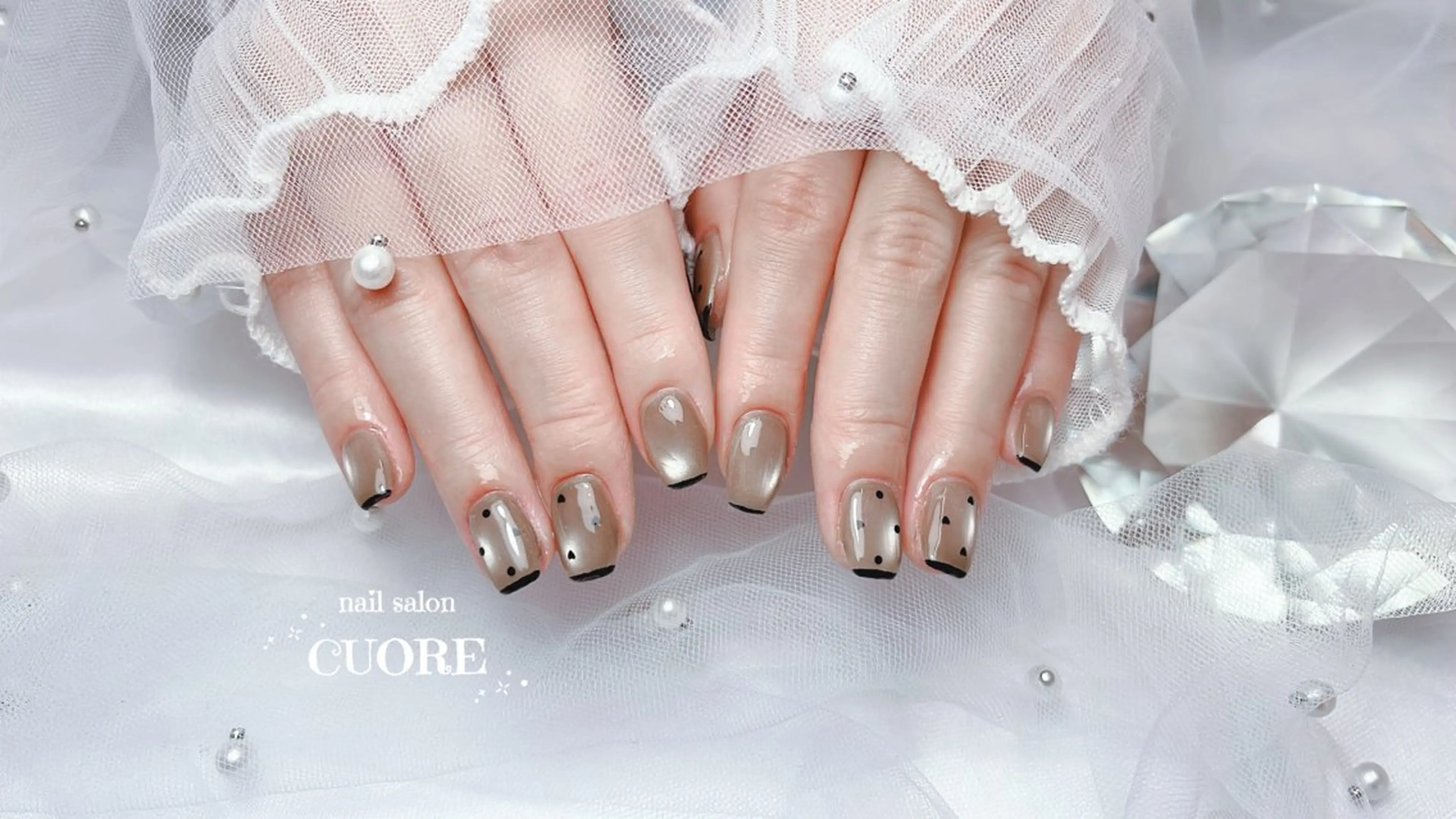 ネイル ドット フレンチネイル マグネットネイル シンプルネイル nail salon CUOREのネイルデザイン