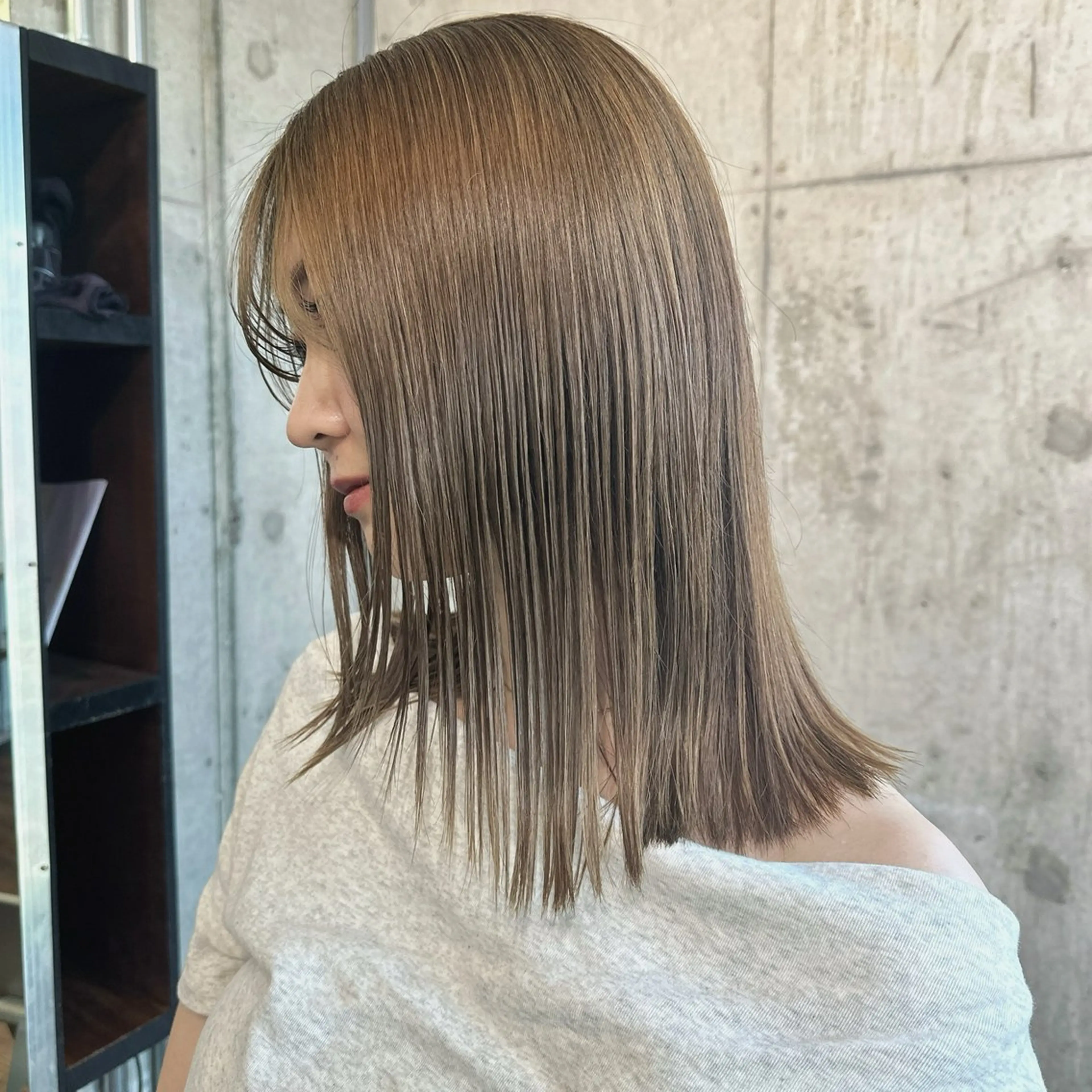 セミロング カラー ヘアアレンジ オリーブカラー ヘアカラー make'sharajukum'clan所属・艶髪/ショートボブ /KYOYAのヘアスタイル