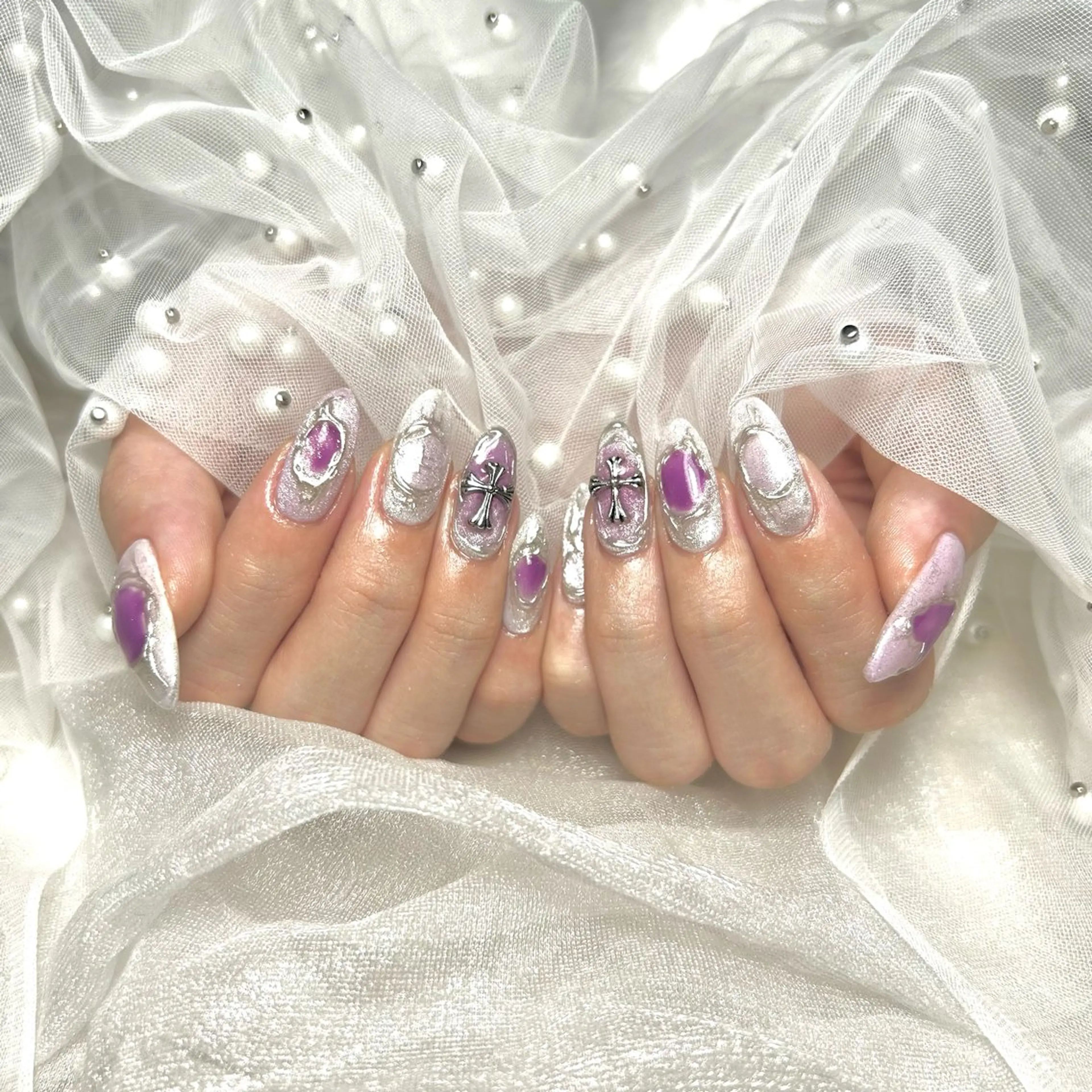 ネイル マグネットネイル ミラーネイル ハンドネイル La suzuran 上前津店 森本のネイルデザイン