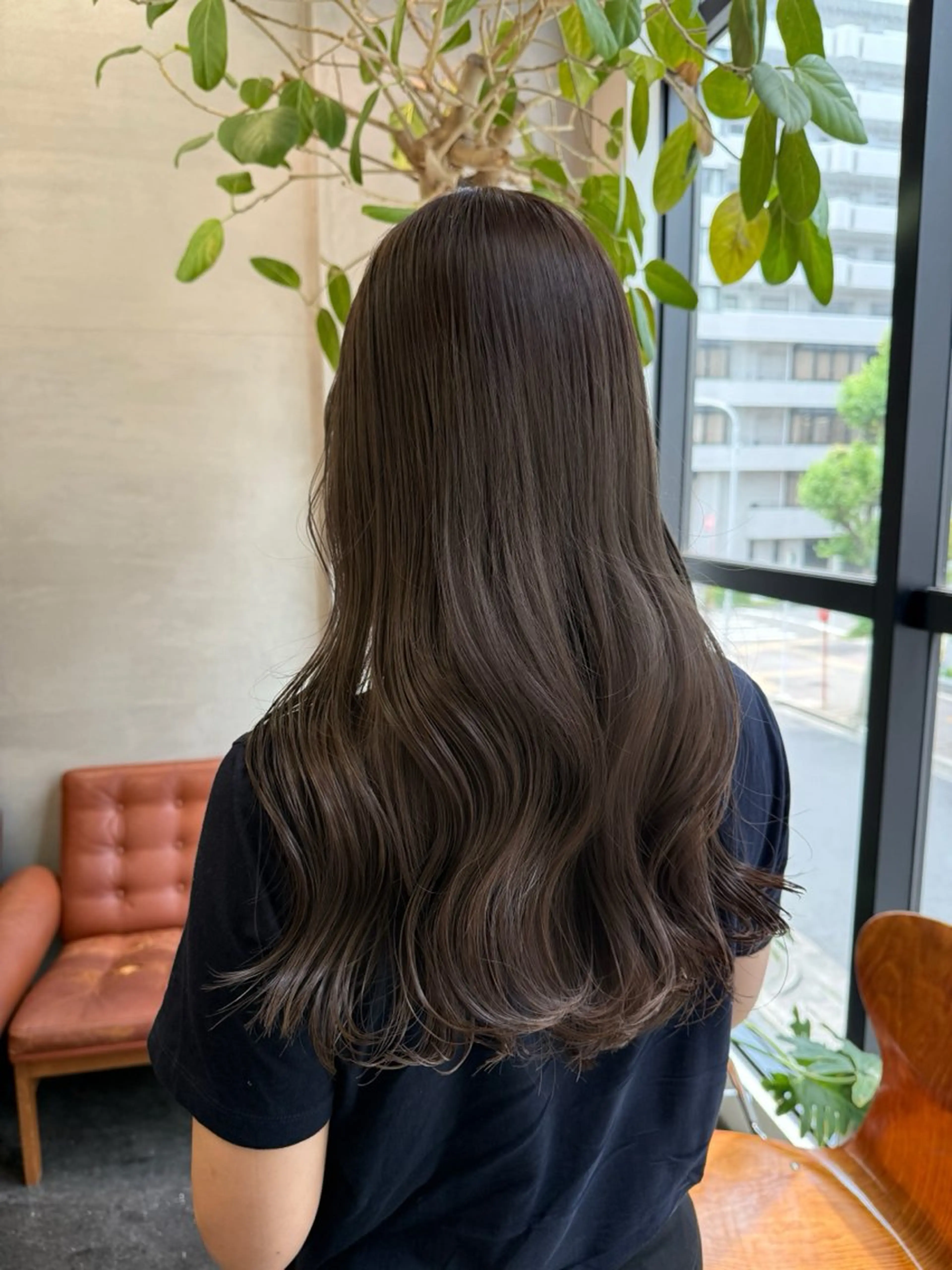 ロング カラー グレージュ オリーブグレージュ オリーブグレー カット ヘアカラー トリートメント コノカ/暖色カラー/ 透明感カラーのヘアスタイル