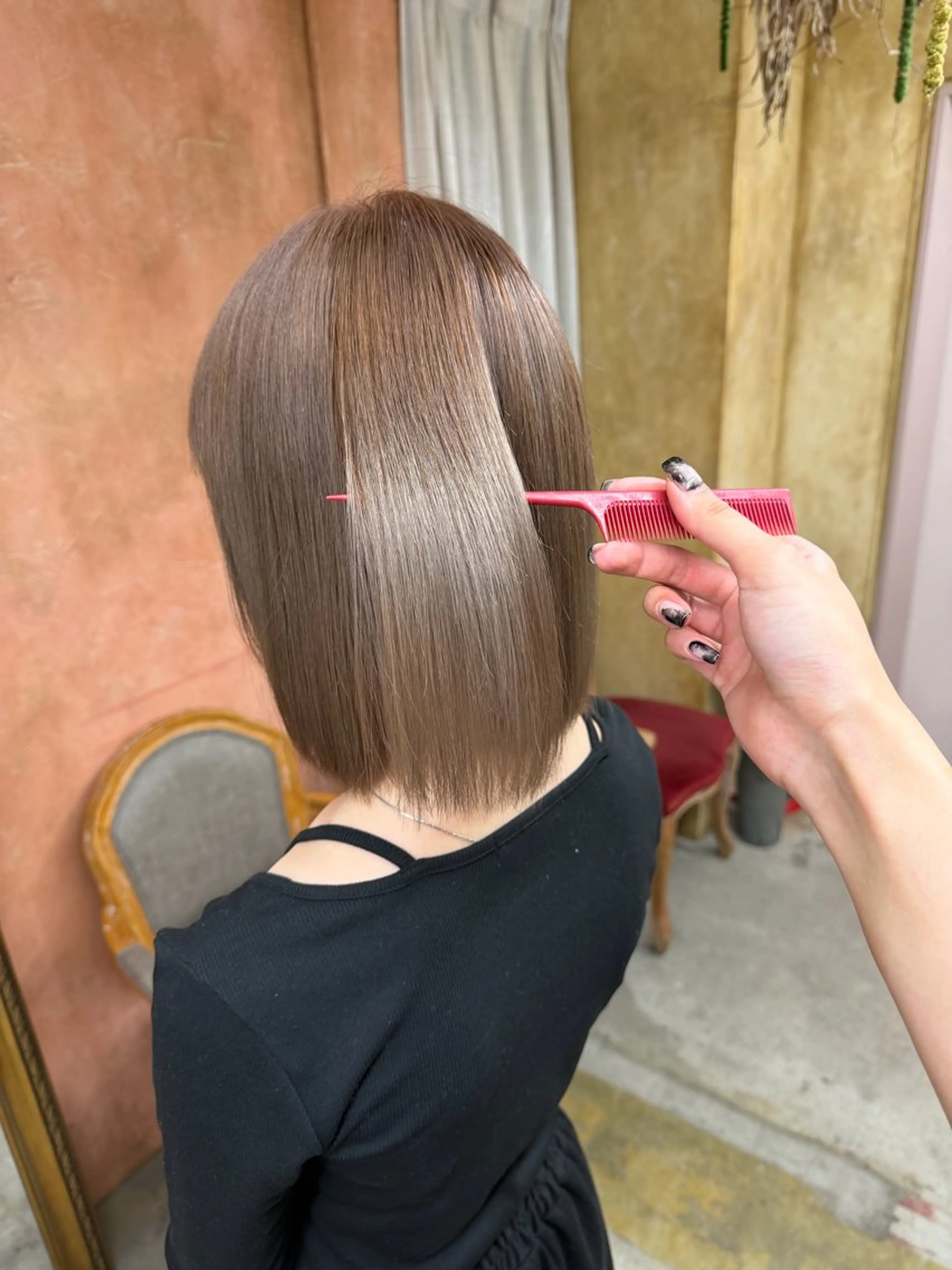 セミロング ヘアカラー トリートメント ともざねゆか UniQ/岡山駅のヘアスタイル