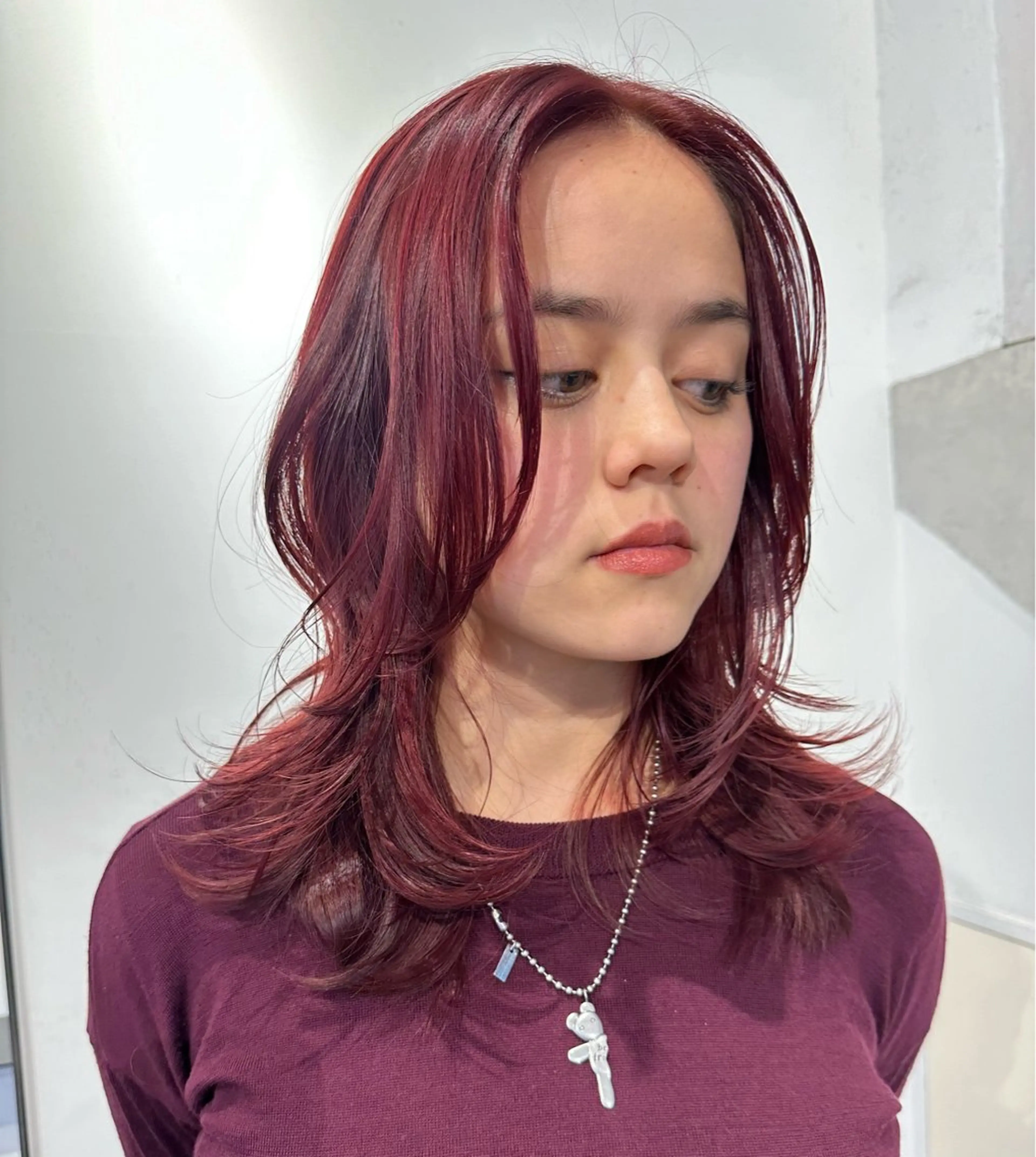 ミディアム カラー レイヤーカット カット 韓国ヘアメンズ・レデ ィース特化ミクのヘアスタイル