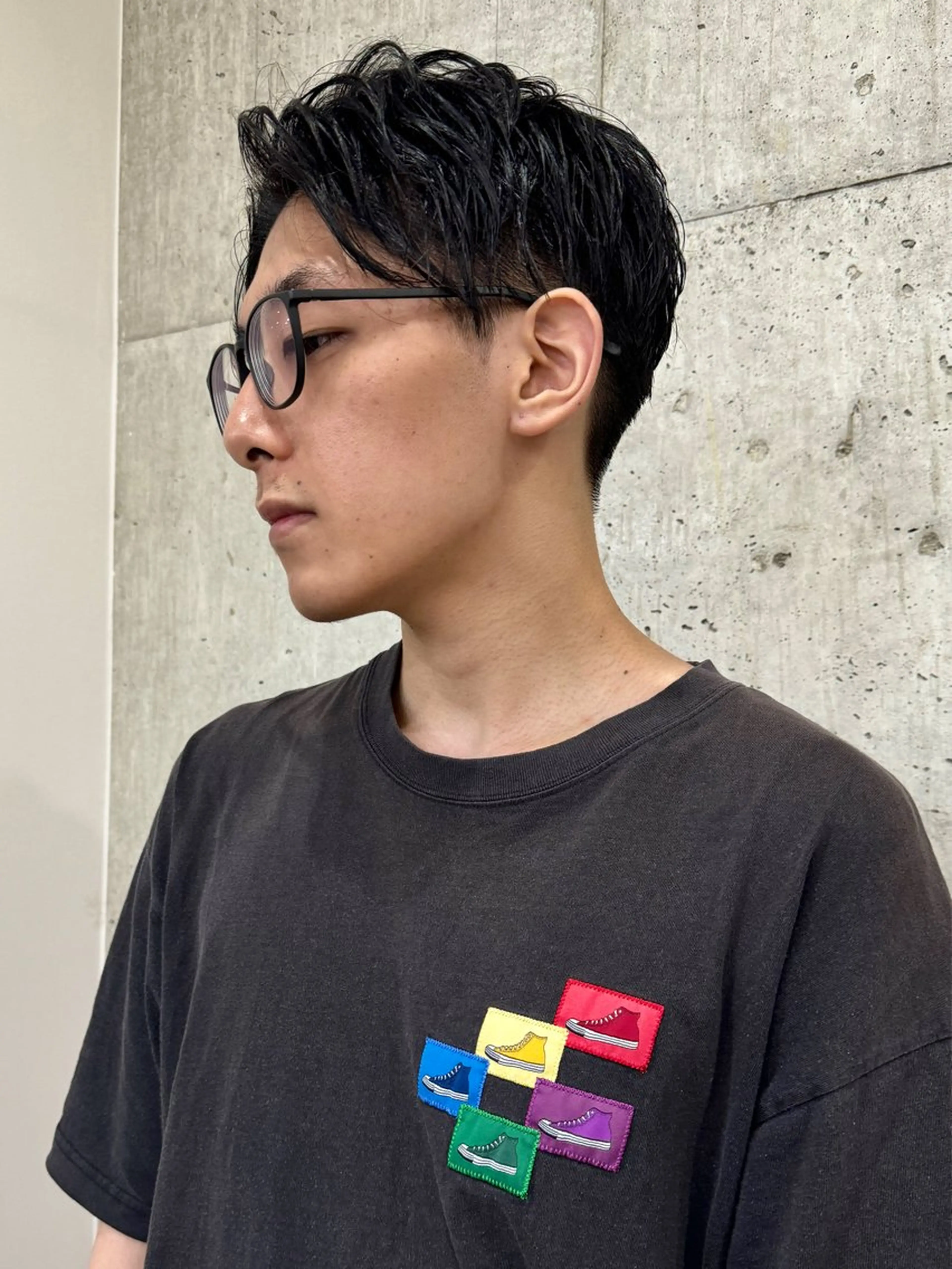 メンズ 刈り上げ 切りっぱなしボブ/ ブリーチカラー/大塚のヘアスタイル