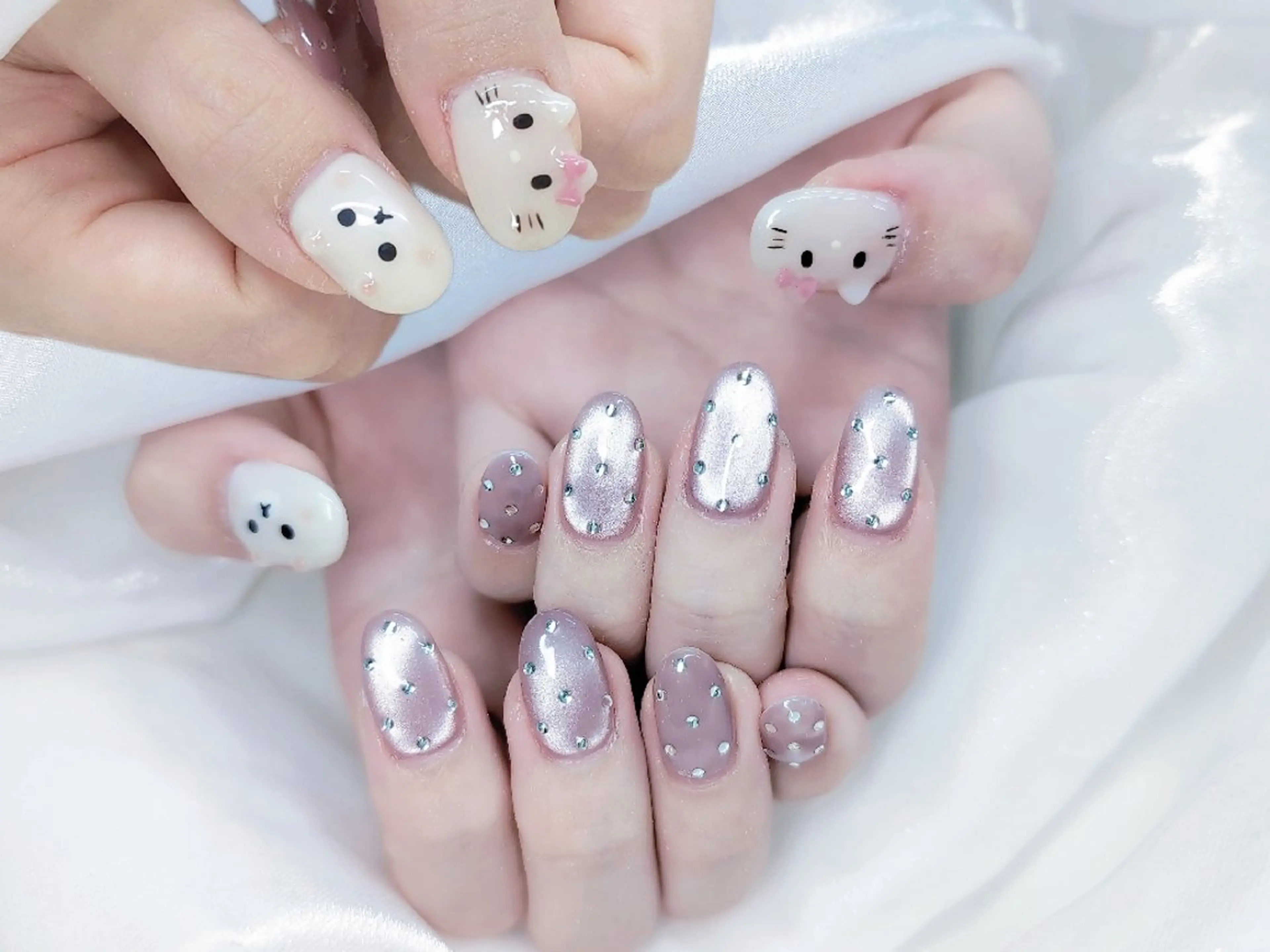 ネイル 長さ出し フラッシュネイル フレンチネイル キラキラネイル ラメ(グリッター) Chouette Nailのネイルデザイン