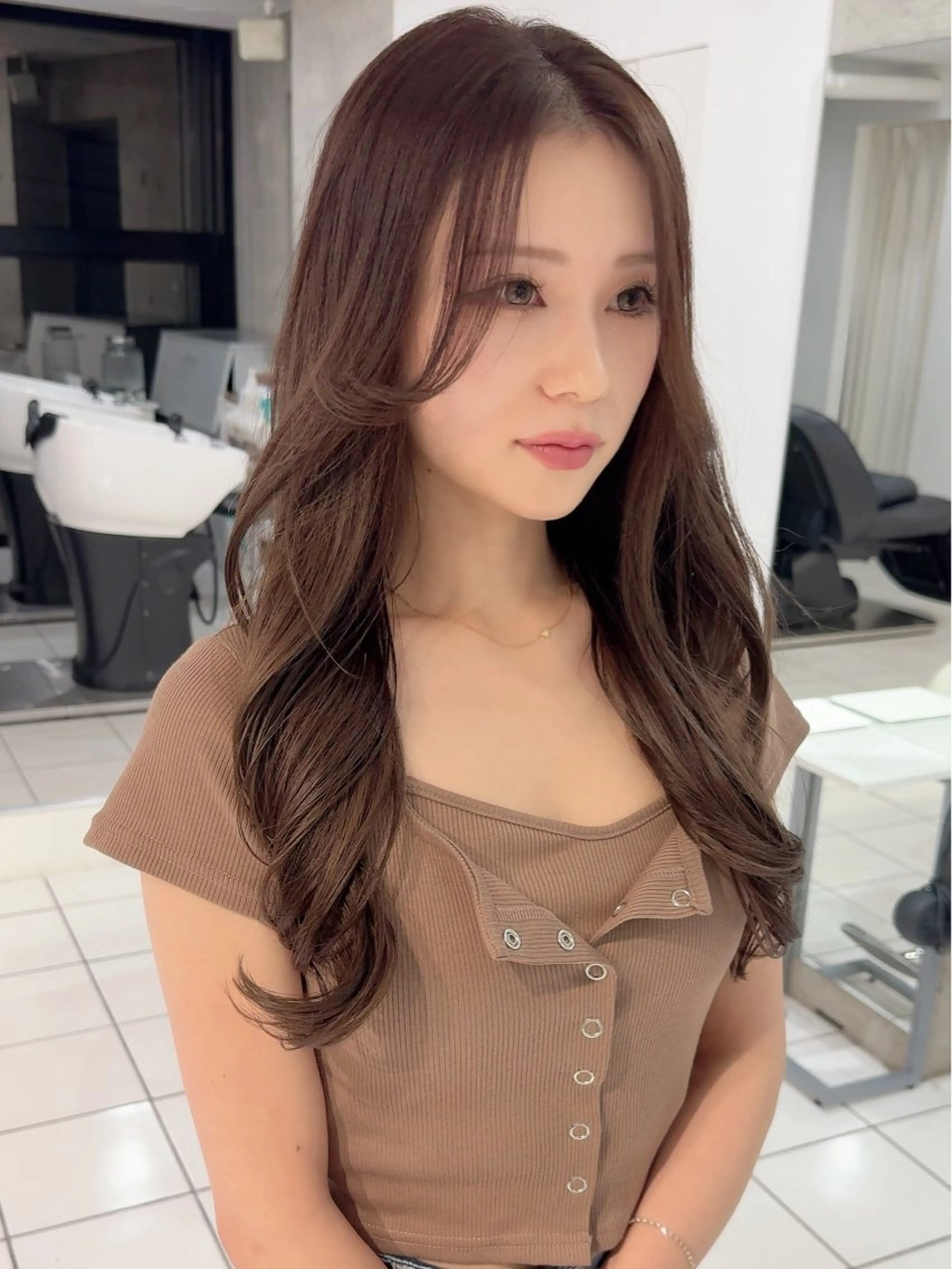 ロング パーマ 韓国風ヘア 似合わせカット 畔上 尚也のヘアスタイル