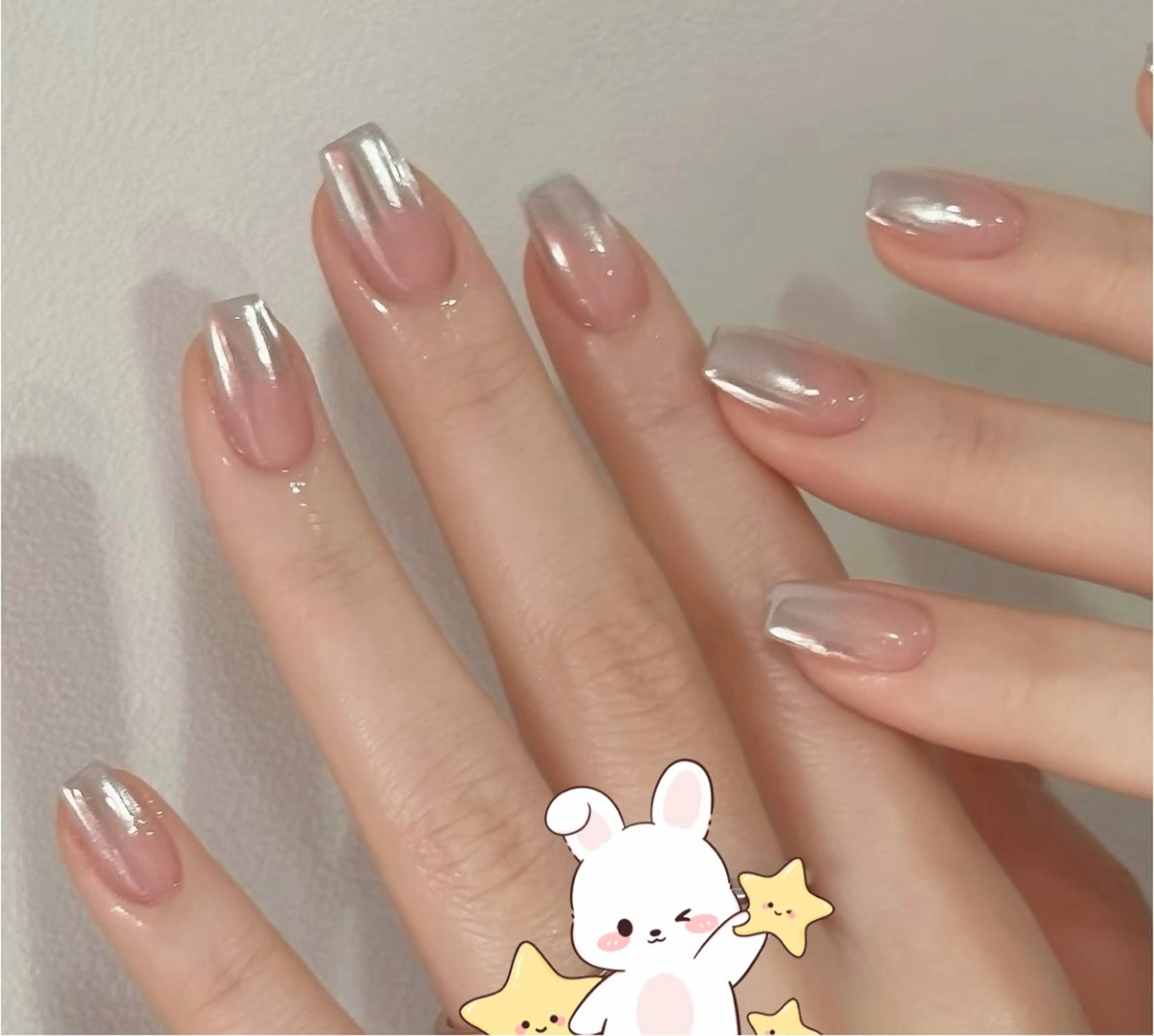 ネイル ミラーネイル ピンク シルバー シンプルネイル ハンドネイル キイ サロンのネイルデザイン