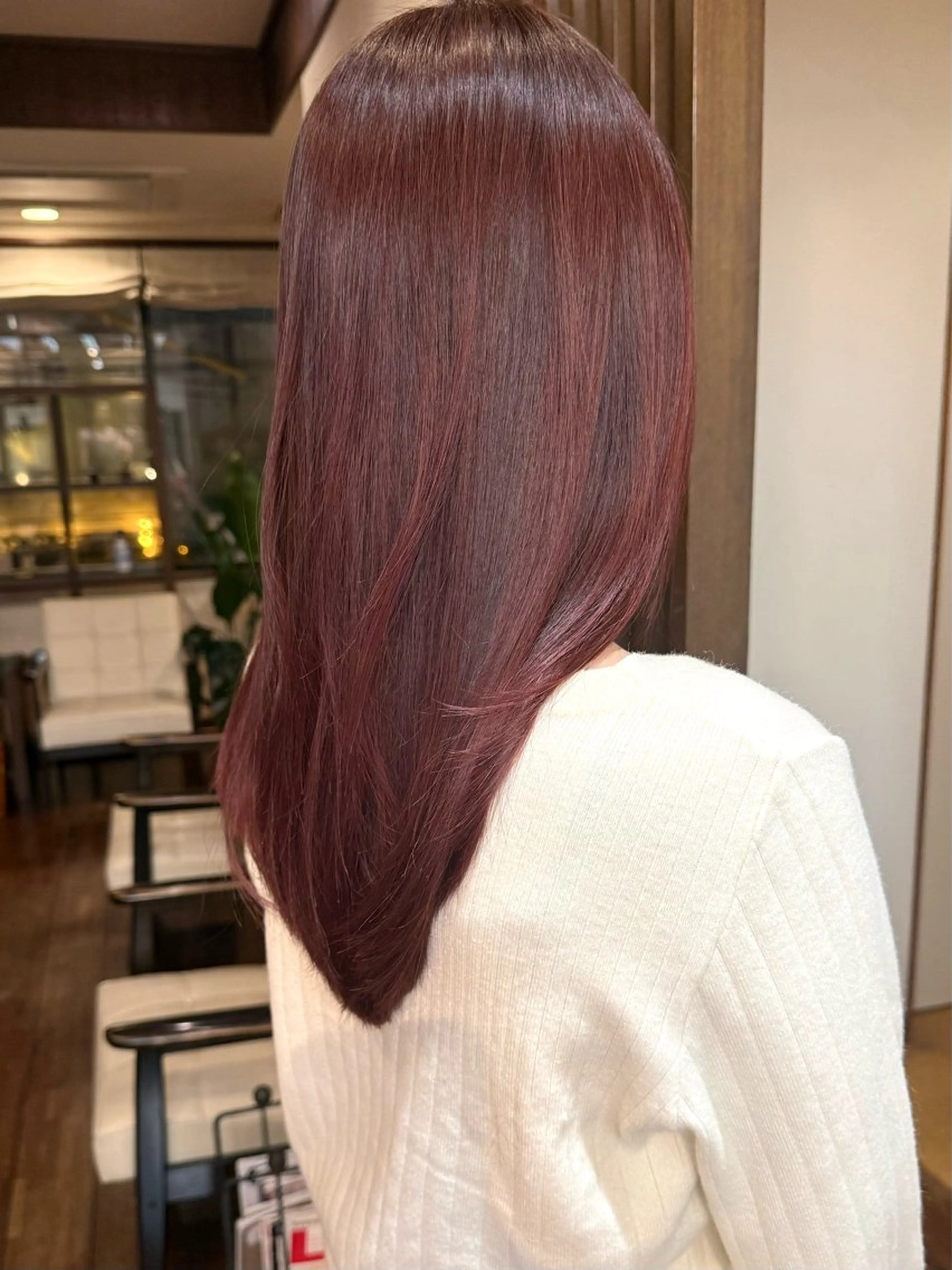 セミロング カラー レッドカラー ヘアカラー トリートメント 田室 和幸のヘアスタイル