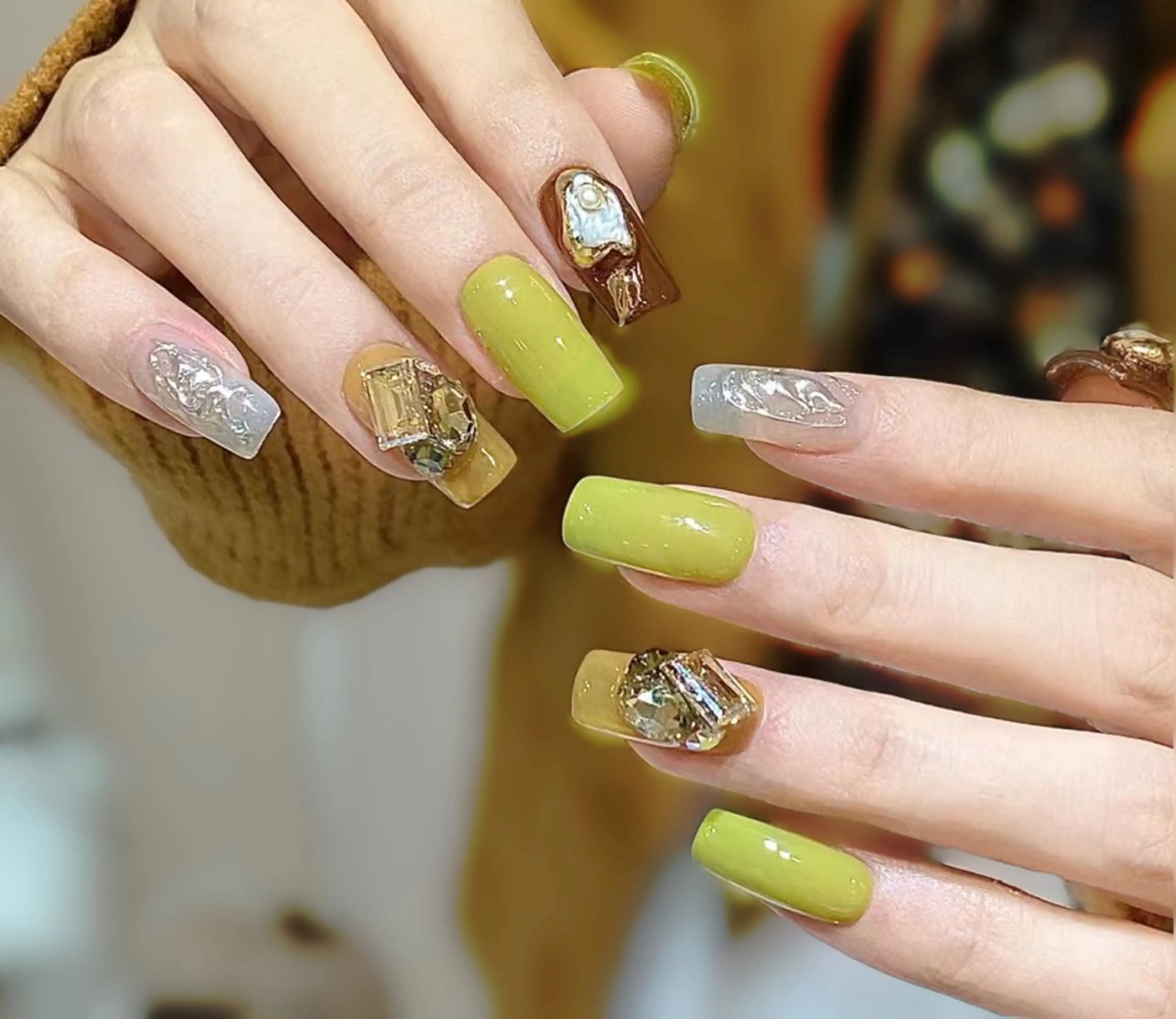 ネイル アートネイル チークネイル 長さ出し フラワーネイル ジェルネイル YK Beauty Salonのマツエク・マツパデザイン