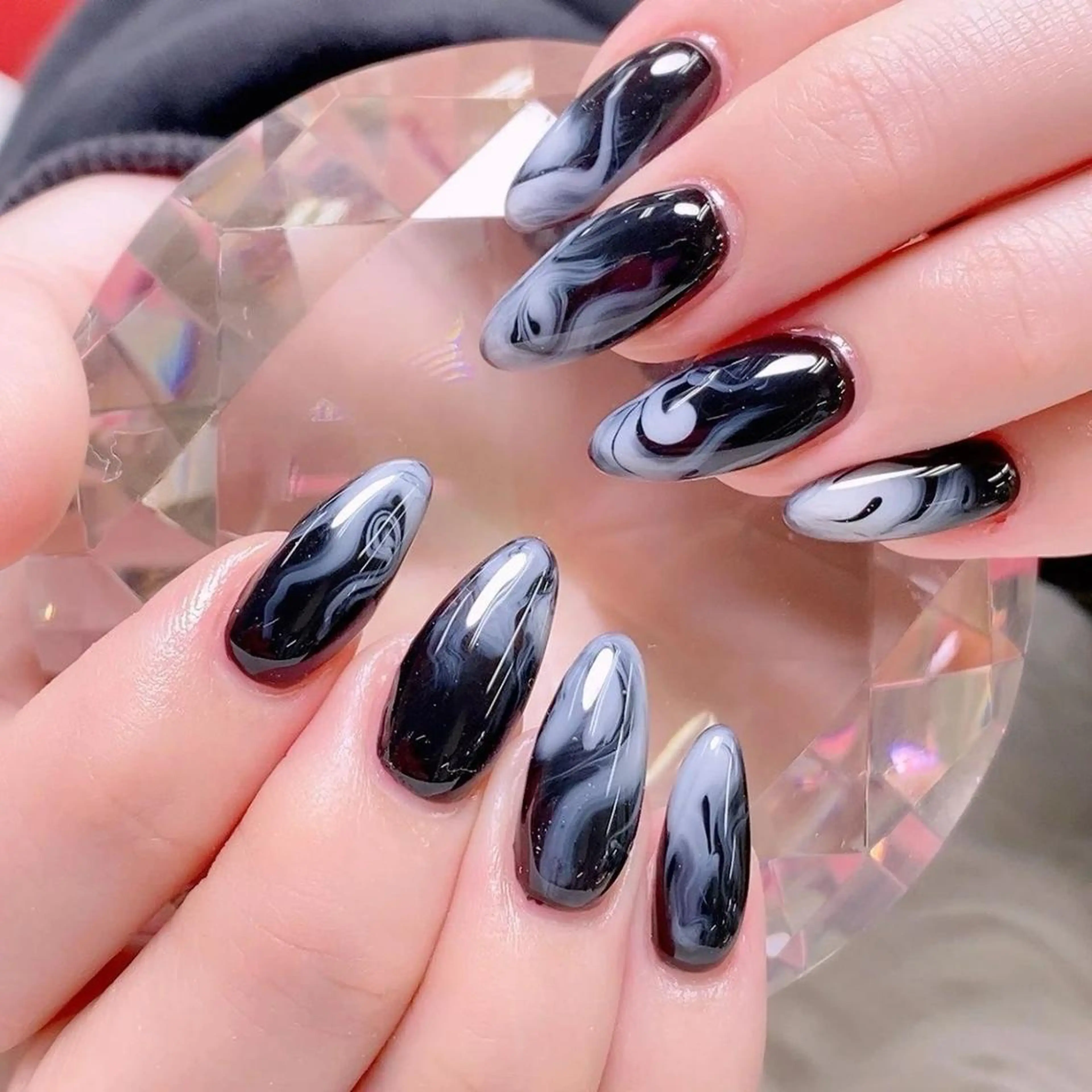 ネイル アートネイル 大理石ネイル(マーブル) 冬ネイル ハンドネイル ネイルサロン メイリーのネイルデザイン