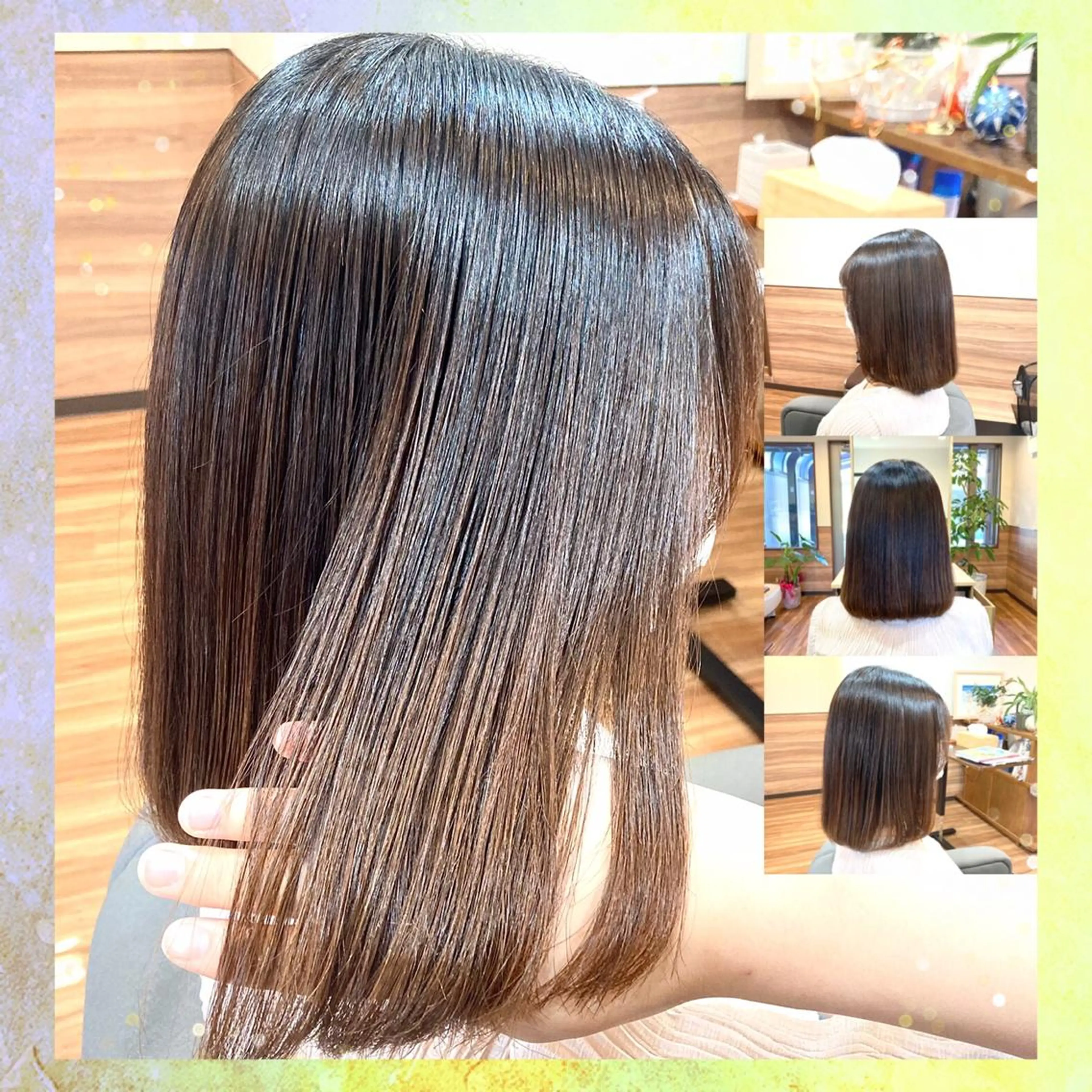 ミディアム パーマ 伸ばしかけ 縮毛矯正 Annon プライベートサロンのヘアスタイル