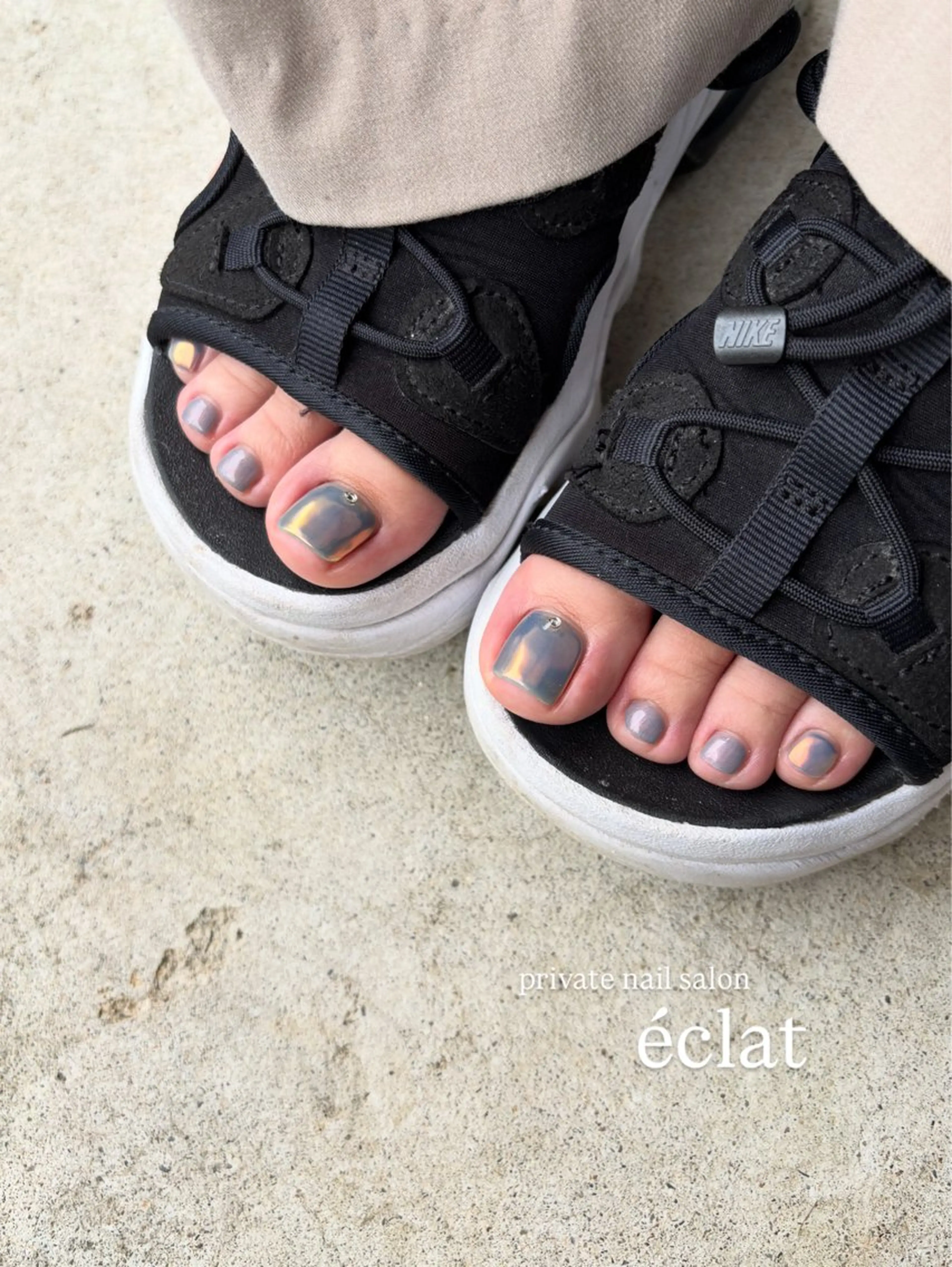 ネイル オーロラネイル ワンカラーネイル フットネイル éclat エクラのネイルデザイン