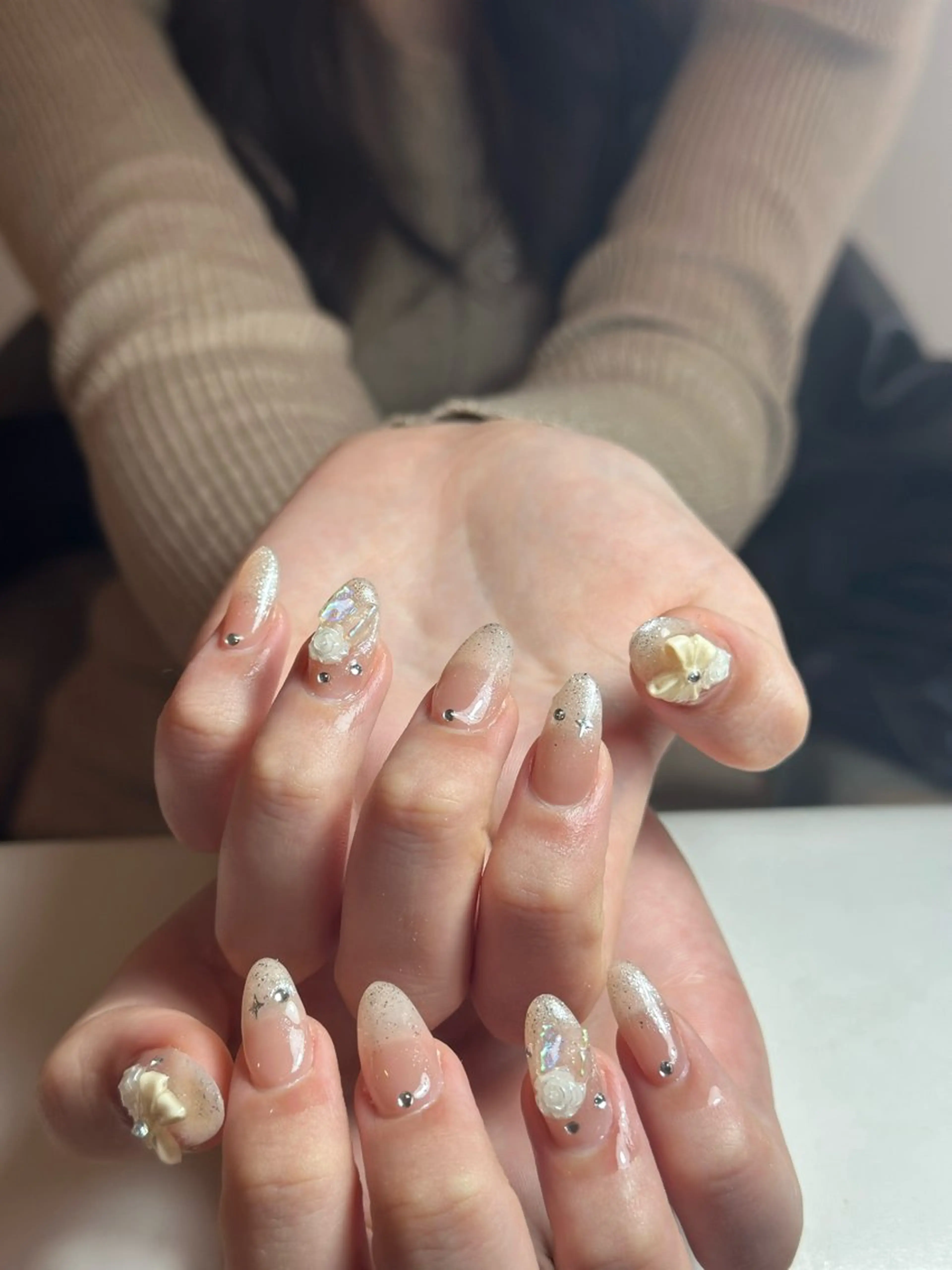 ネイル キラキラネイル マグネットネイル ミラーネイル ピンク 春ネイル ハンドネイル RAMU Nail 恵比寿店のネイルデザイン