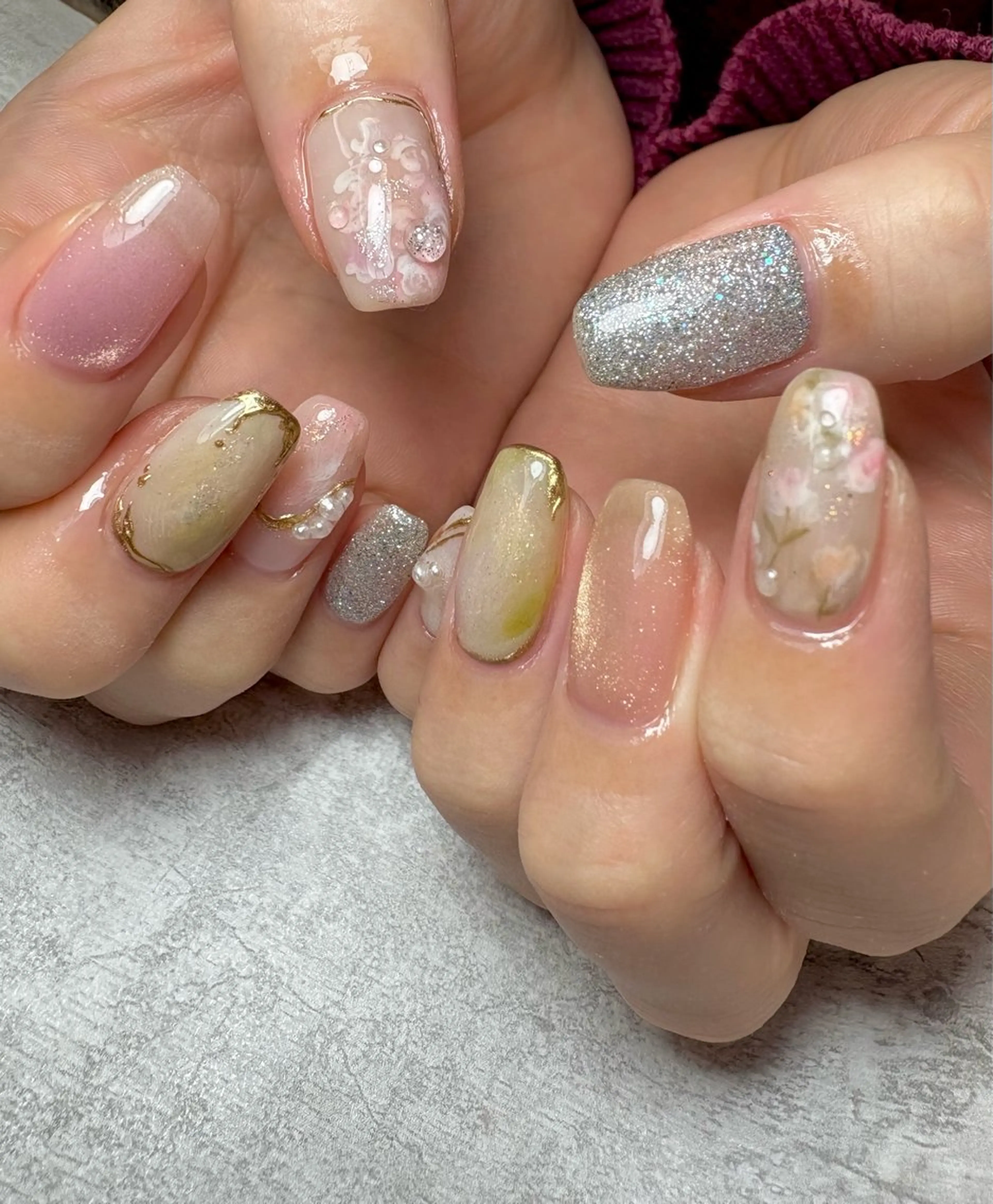 ネイル アートネイル フラワーネイル 持ち込み ニュアンスネイル nana .のネイルデザイン