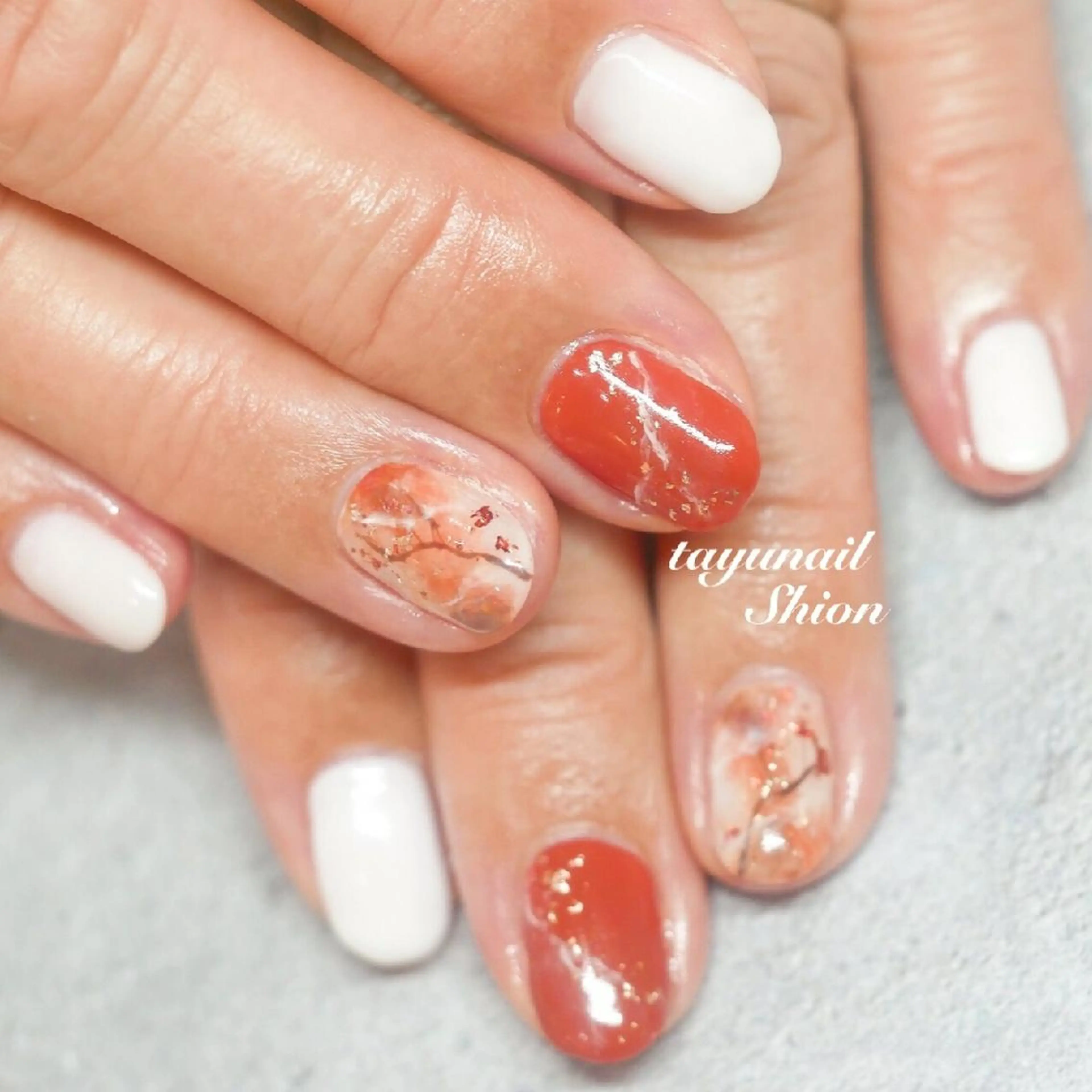 ネイル ブルー ブラウン ジェルネイル ニュアンスネイル オレンジ ネイルサロン 【たゆnail】のネイルデザイン