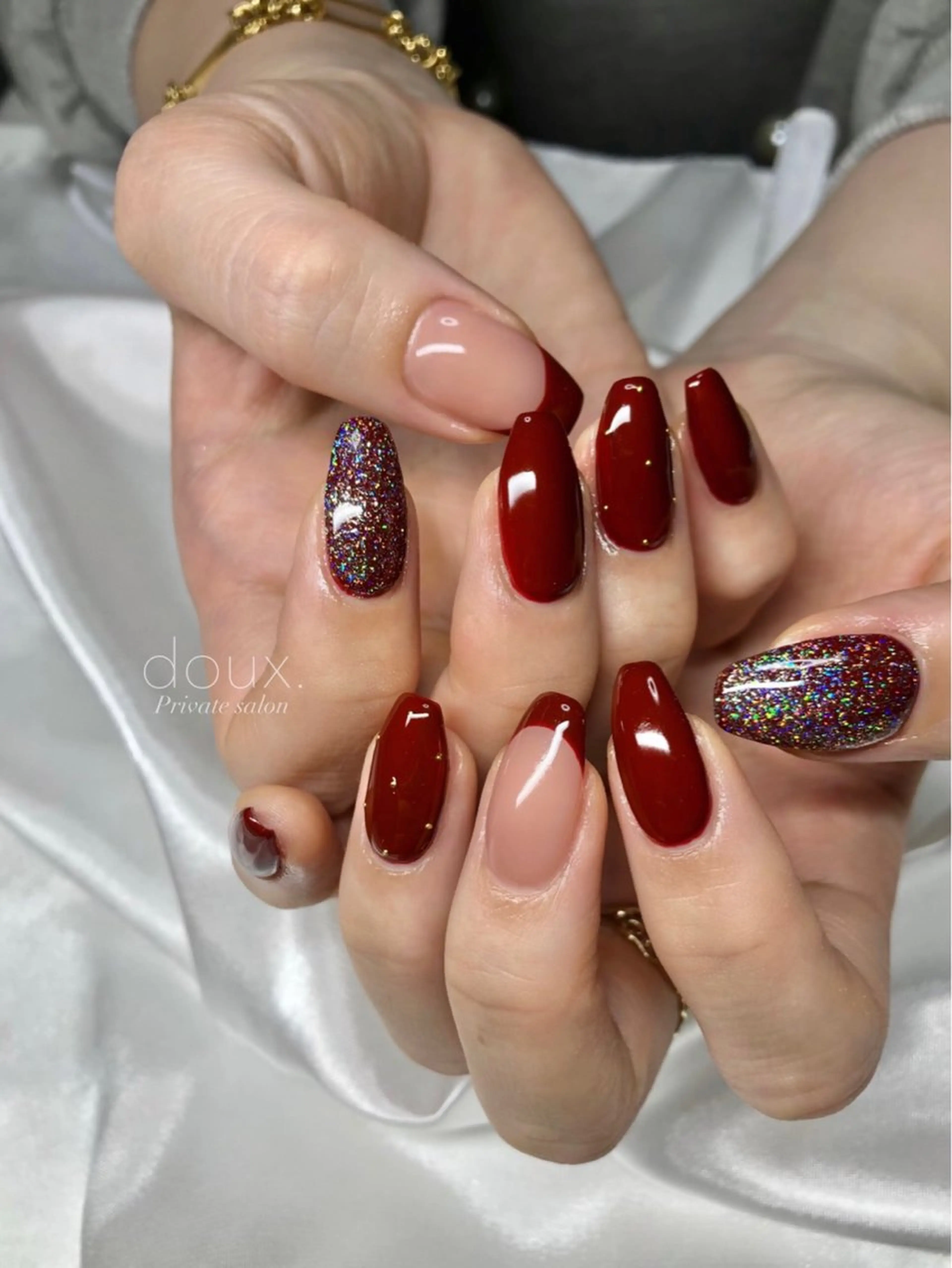 ネイル フラッシュネイル フレンチネイル 韓国ネイル マグネットネイル ミラーネイル ハンドネイル doux. nailのネイルデザイン