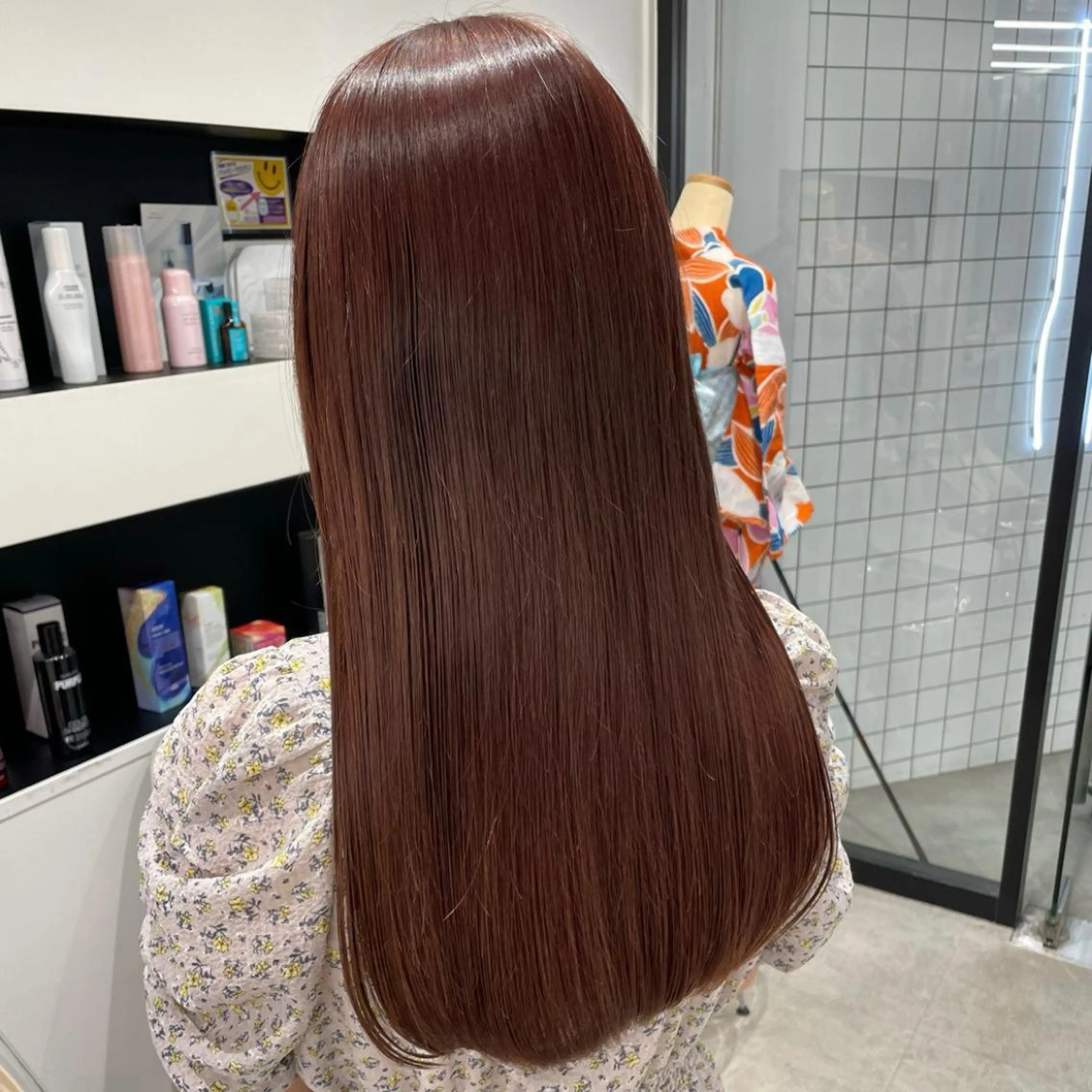 セミロング カラー パーマ ヘアアレンジ メンズ キッズ ネイル マツエク・マツパ アイブロウ ブラウンカラー ピンクカラー ピンクブラウン カラーマツエク ブラウン mona/ ストレートスタイル✨のヘアスタイル