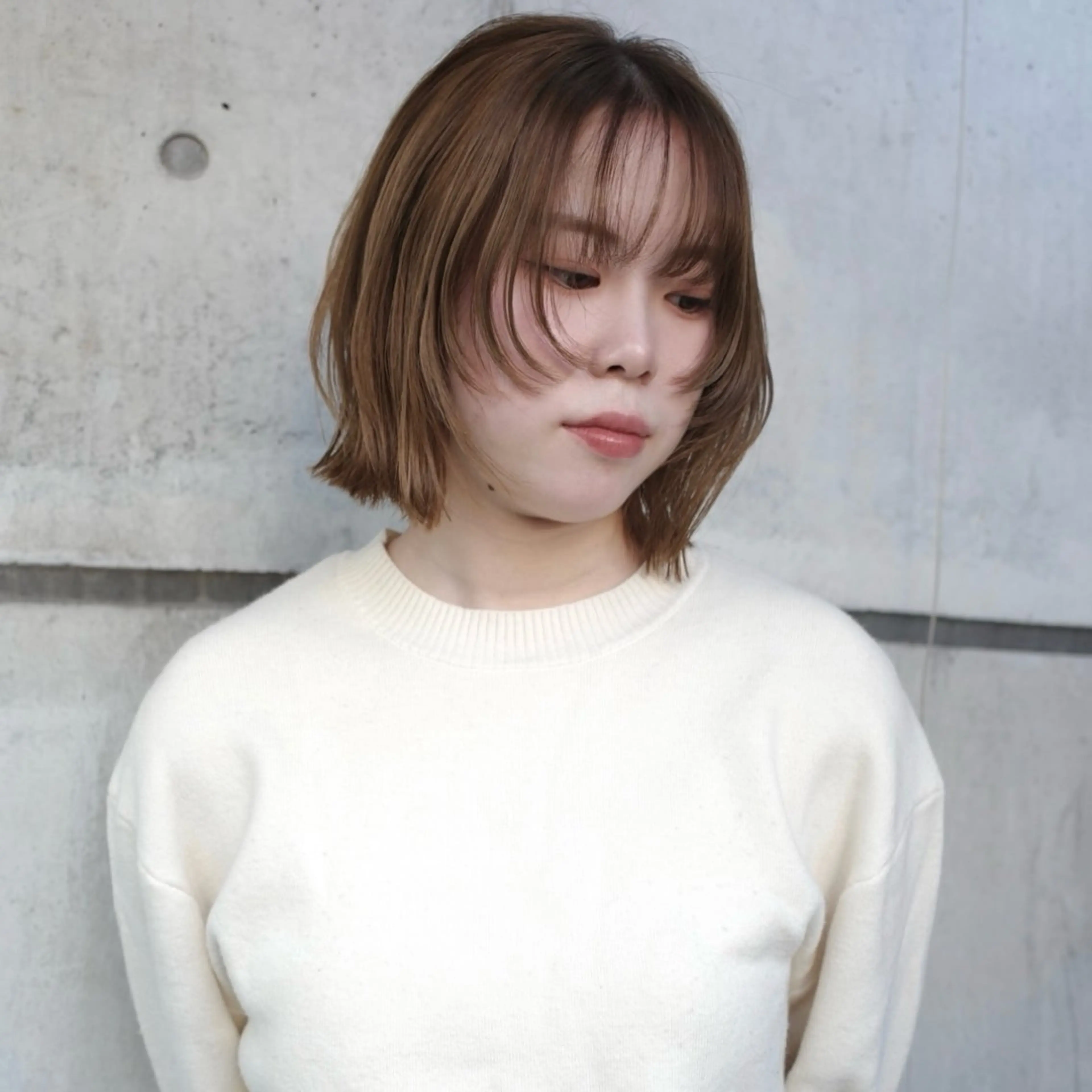 ショート ボブレイヤー ボブ 顔まわりレイヤー 顔周りカット ハッシュカット カット トリートメント nonoka オリーブ/レイヤーのヘアスタイル