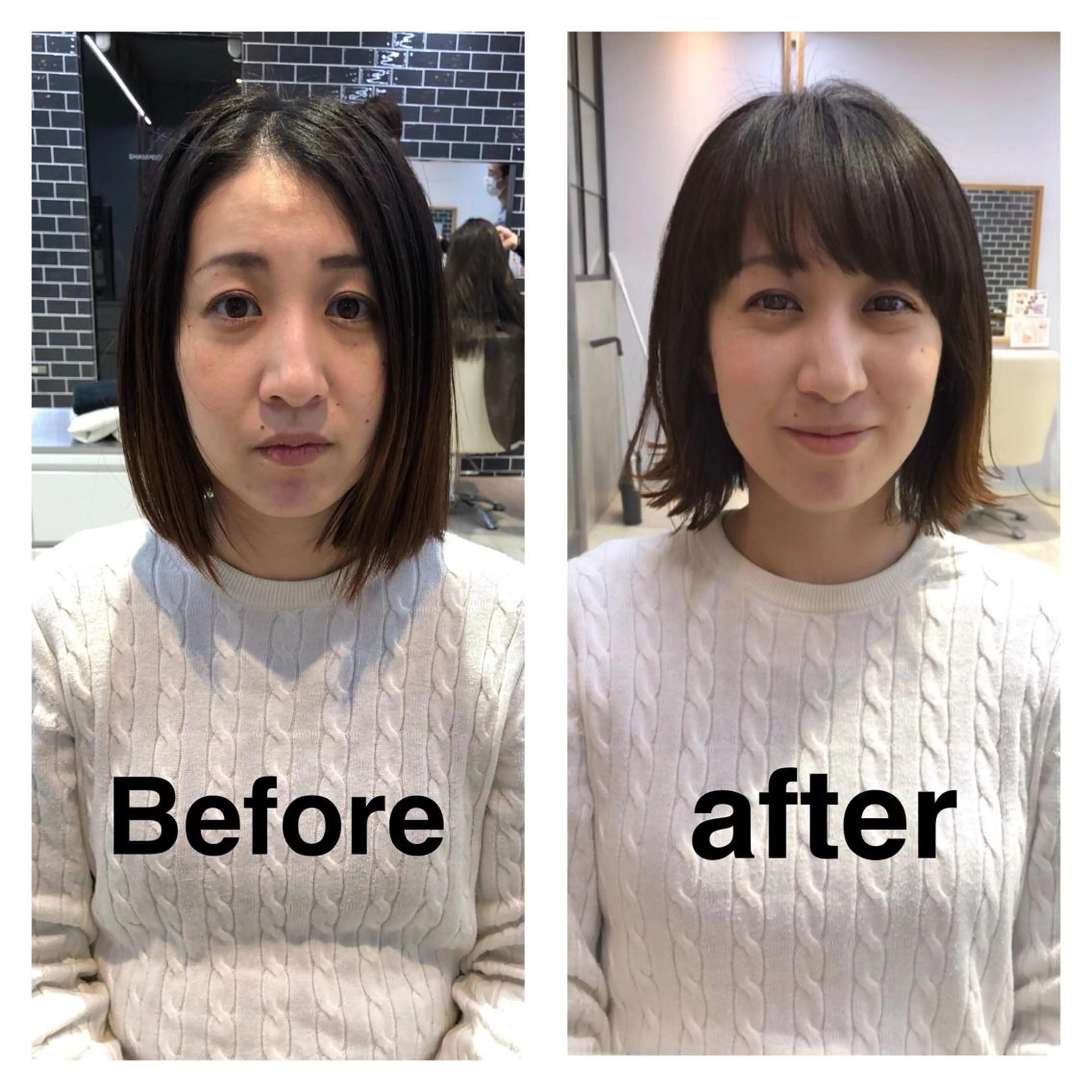 ショート ボブ サイドバング 小顔カット 外ハネヘア 中村 美穂のヘアスタイル