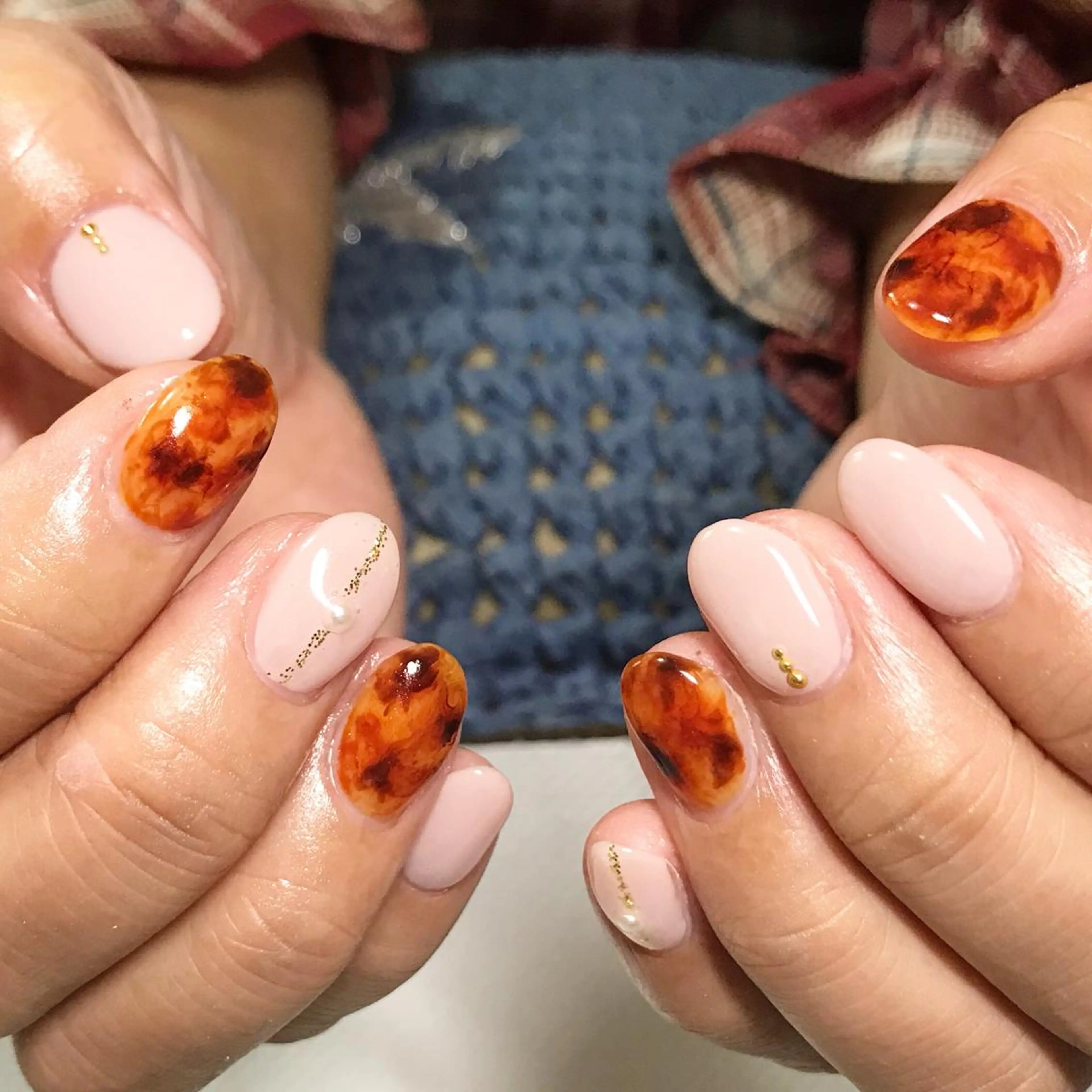 ネイル べっ甲ネイル フットネイル ピンク ピンクベージュ シンプルネイル nail fufla ♡yamane♡のネイルデザイン
