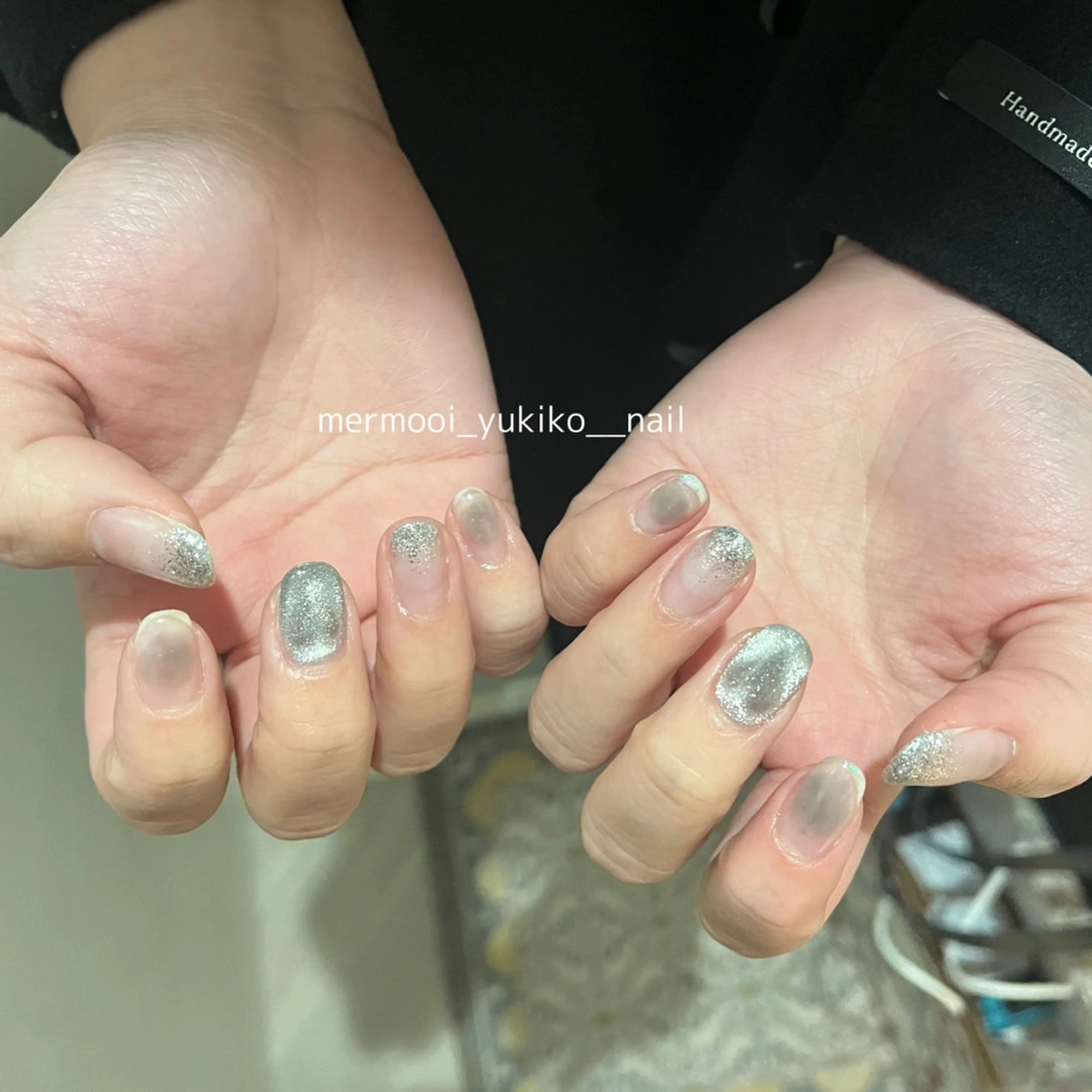 ネイル チークネイル クリアネイル ジェルネイル ハート 韓国ネイル melumooi nailのネイルデザイン