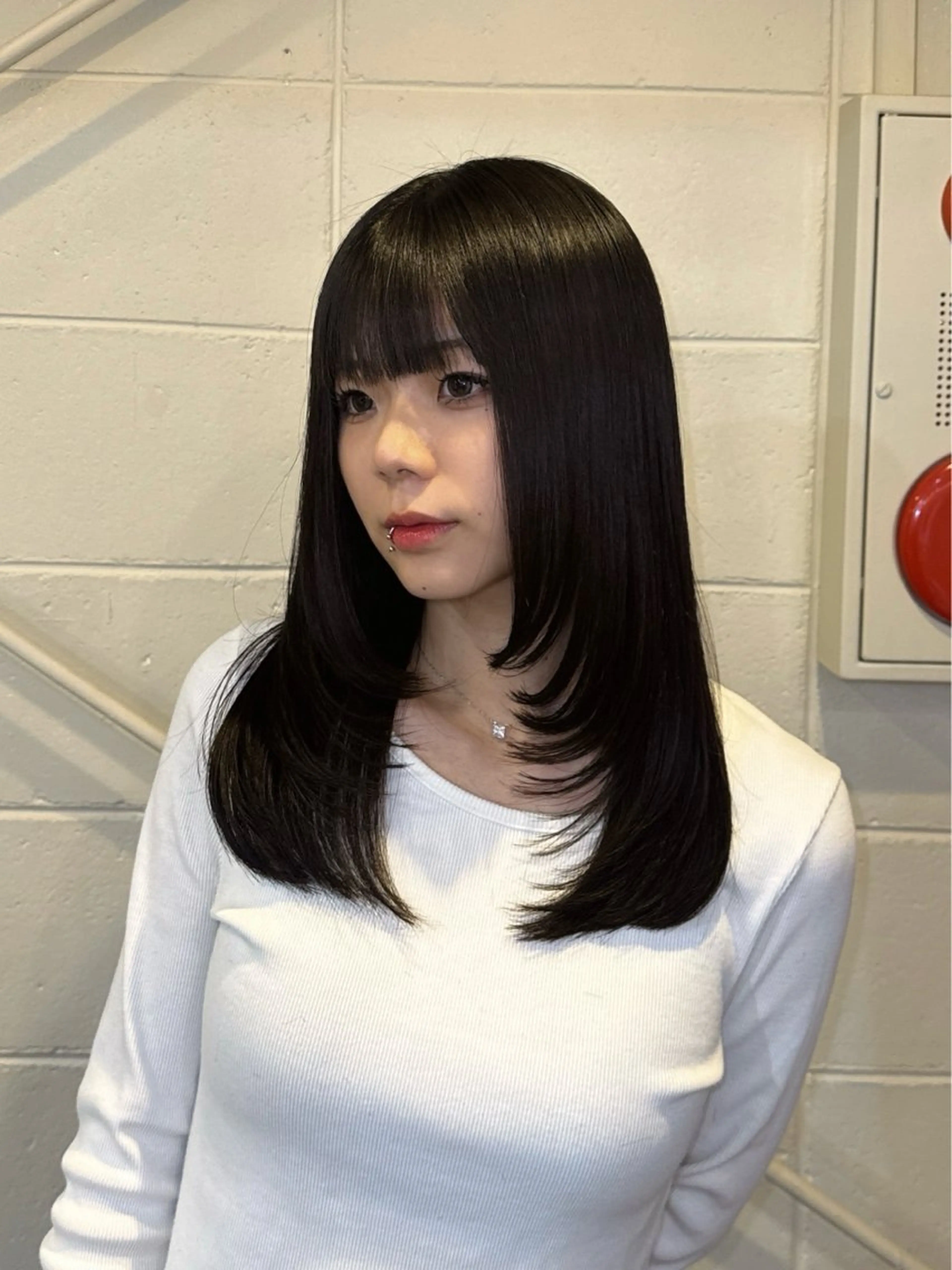 セミロング 顔周りカット カット ﾁｶｼﾂ.ｾﾞﾝ/ ﾌｳｶのヘアスタイル