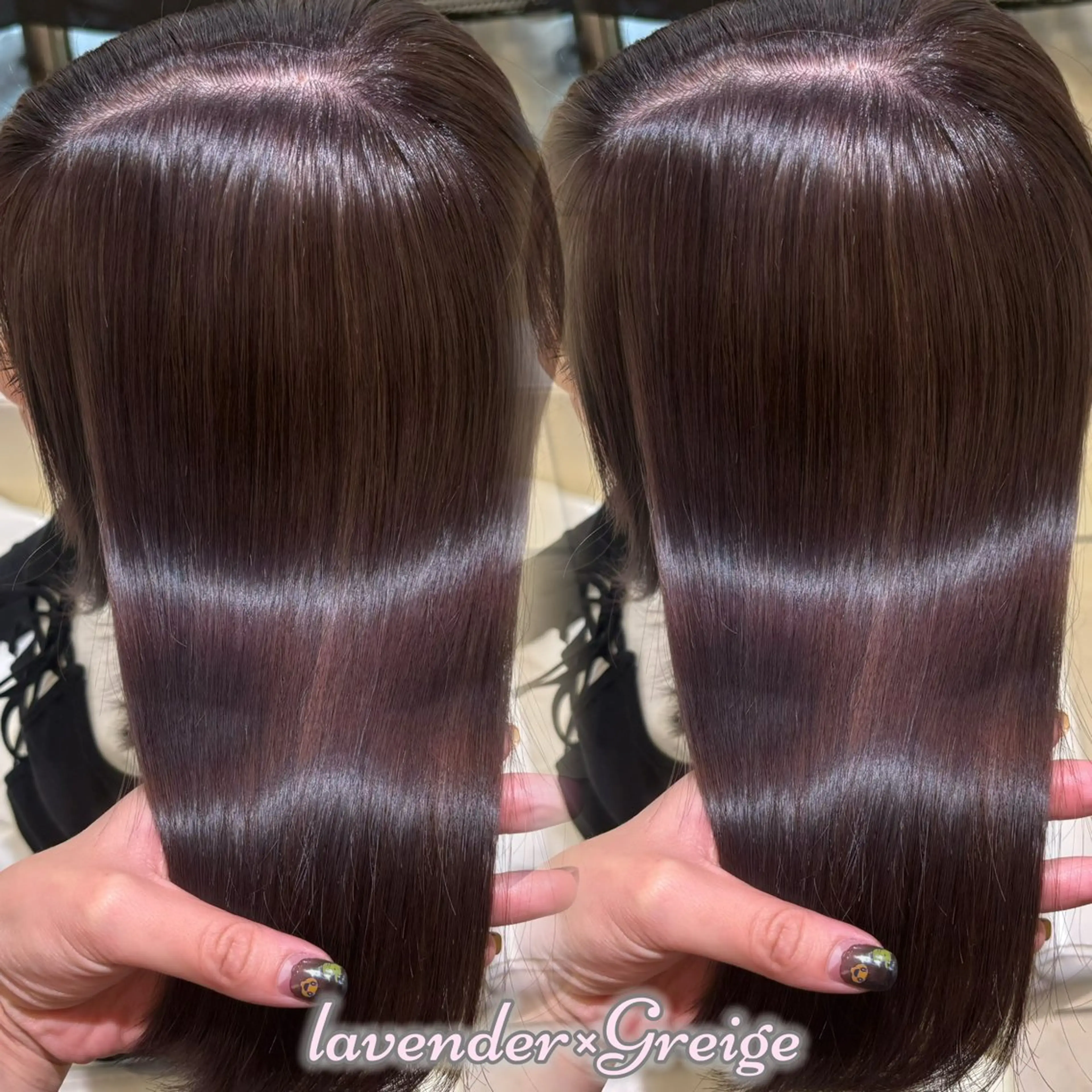 ロング カラー ブリーチ グレージュ ラベンダーカラー ラベンダーグレージュ ラベンダーグレー ヘアカラー トリートメント 新宿/艶カラー 🎀韓国ヘアKANAのヘアスタイル