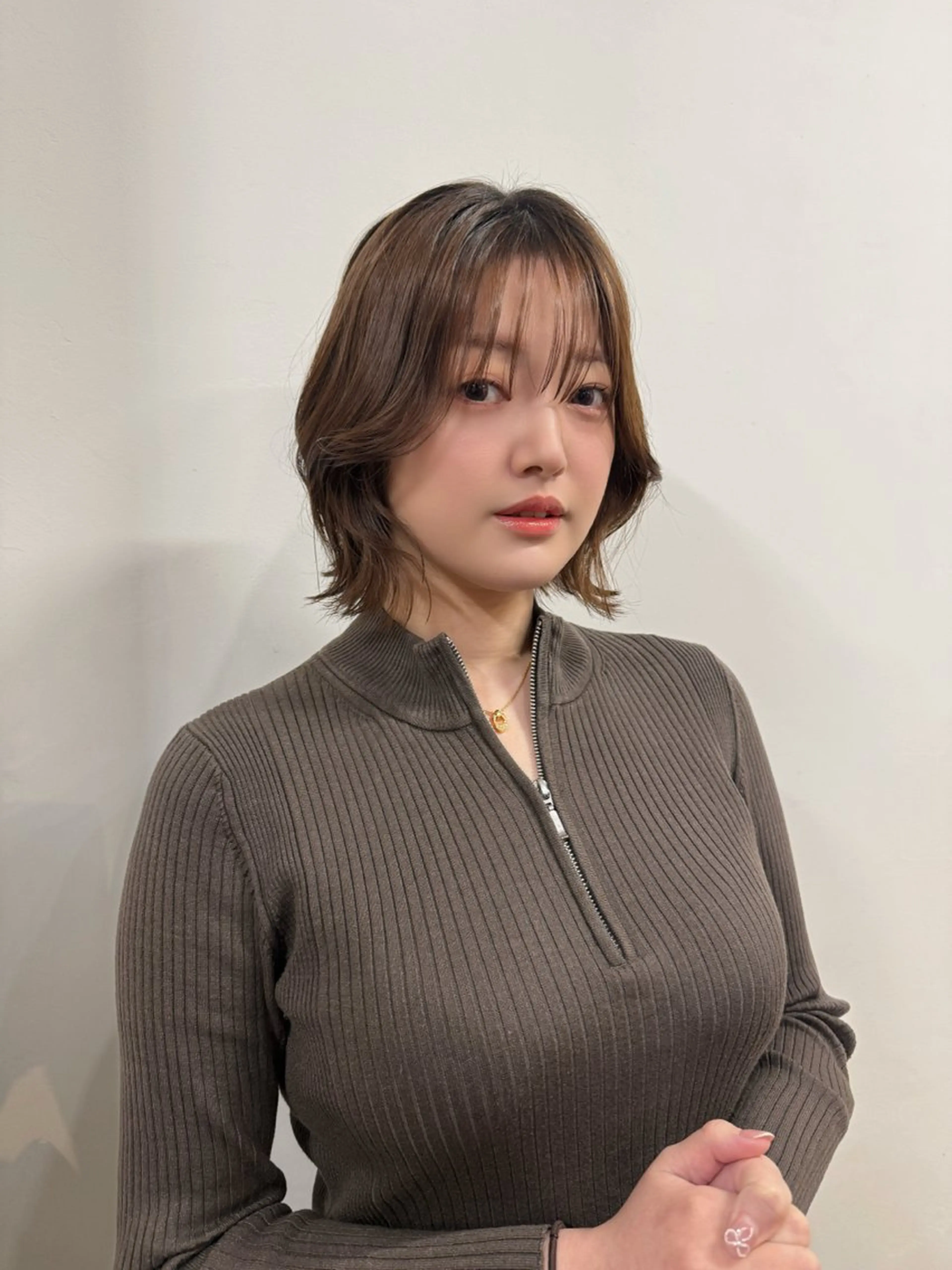 ショート カラー ボブレイヤー ベージュカラー ボブ レイヤーカット カット トリートメント 【韓国レイヤー特化 ハッシュカット】のヘアスタイル