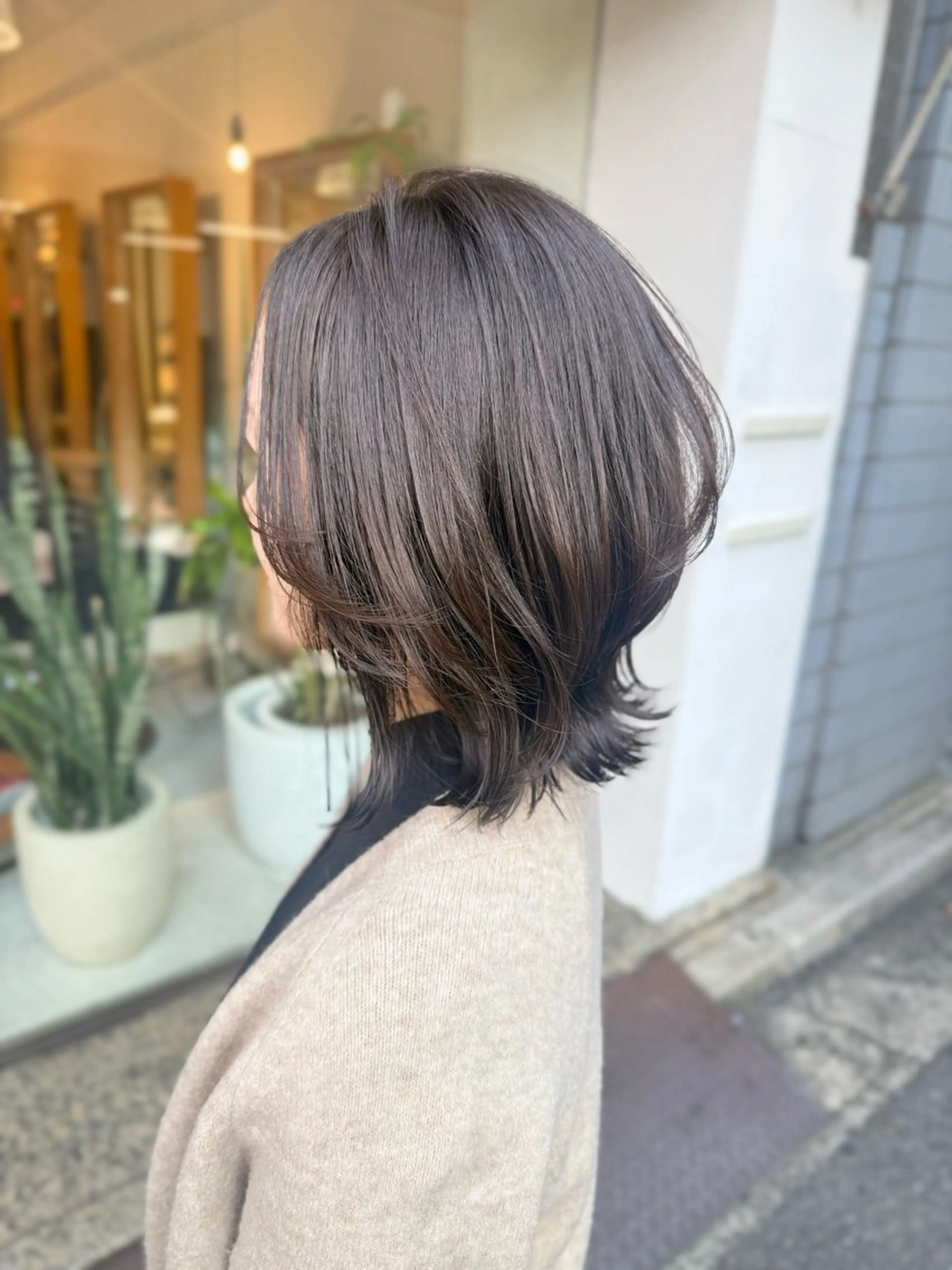 ミディアム カラー カット ヘアカラー トリートメント 安永 涼のヘアスタイル