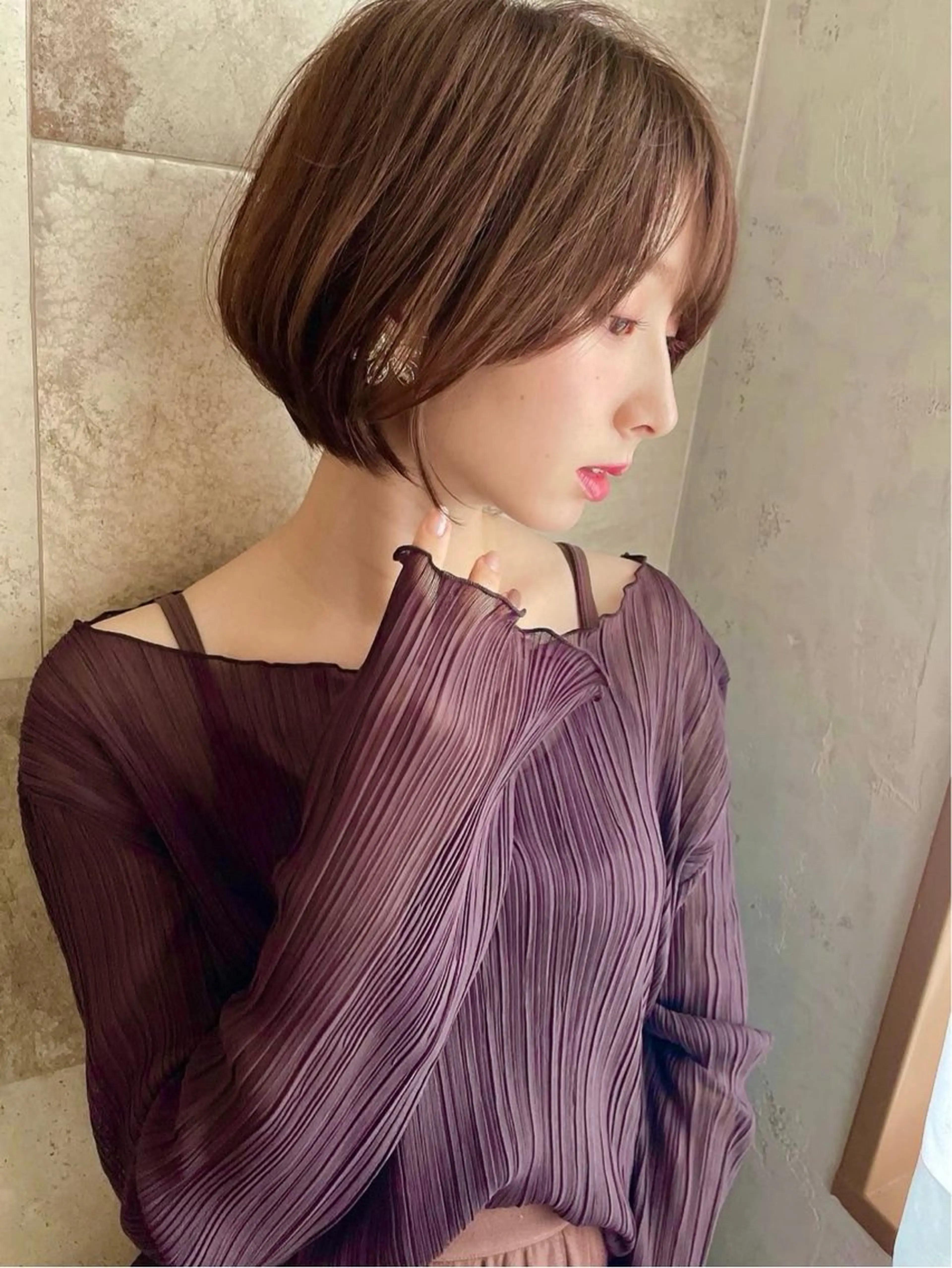 ショート カラー カット ヘアカラー トリートメント 興津/韓国レイヤー ダブルカラー美髪縮毛のヘアスタイル