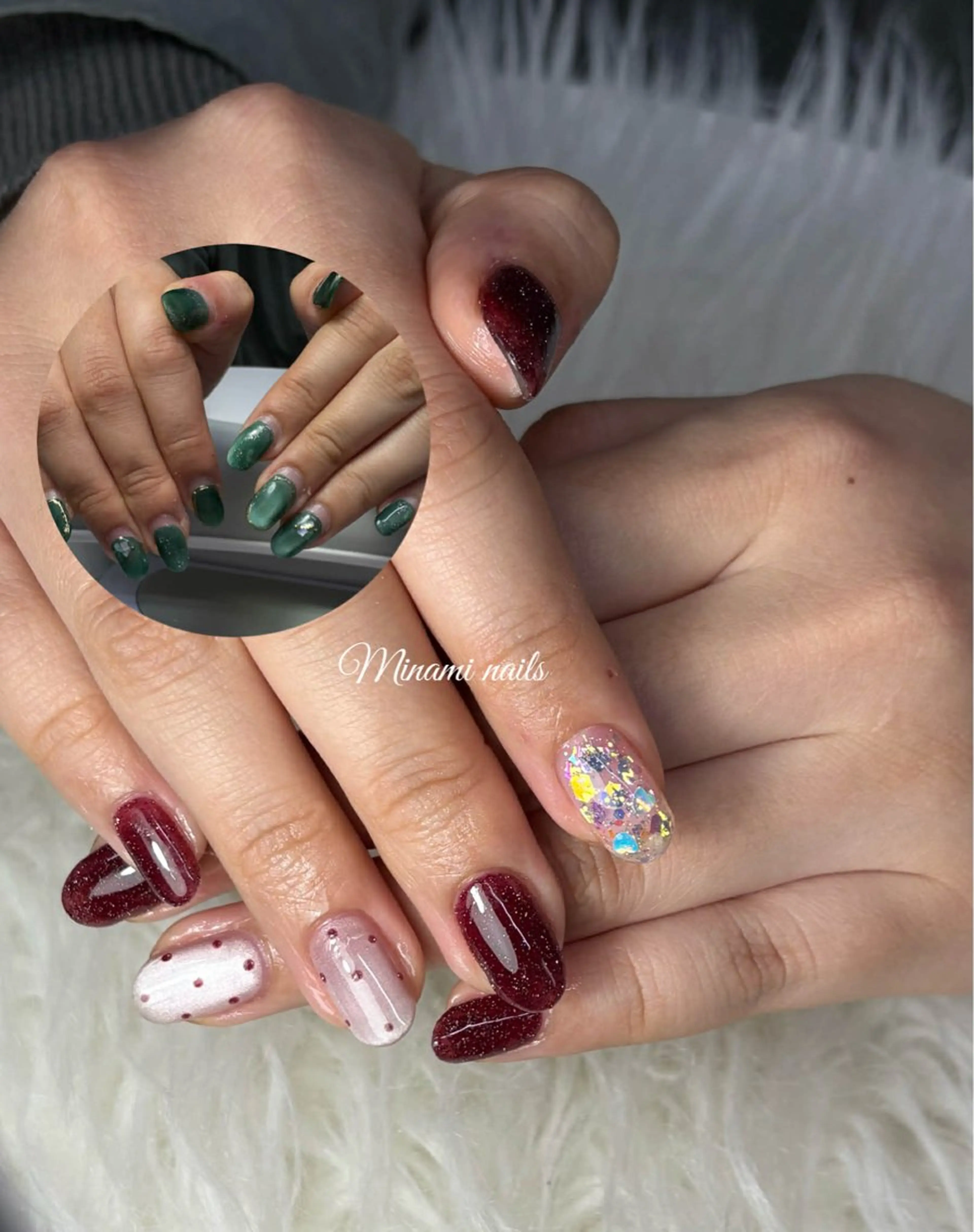 ネイル アートネイル オーロラネイル ガーリー キラキラネイル 韓国ネイル ハンドネイル Minami Nailsのネイルデザイン