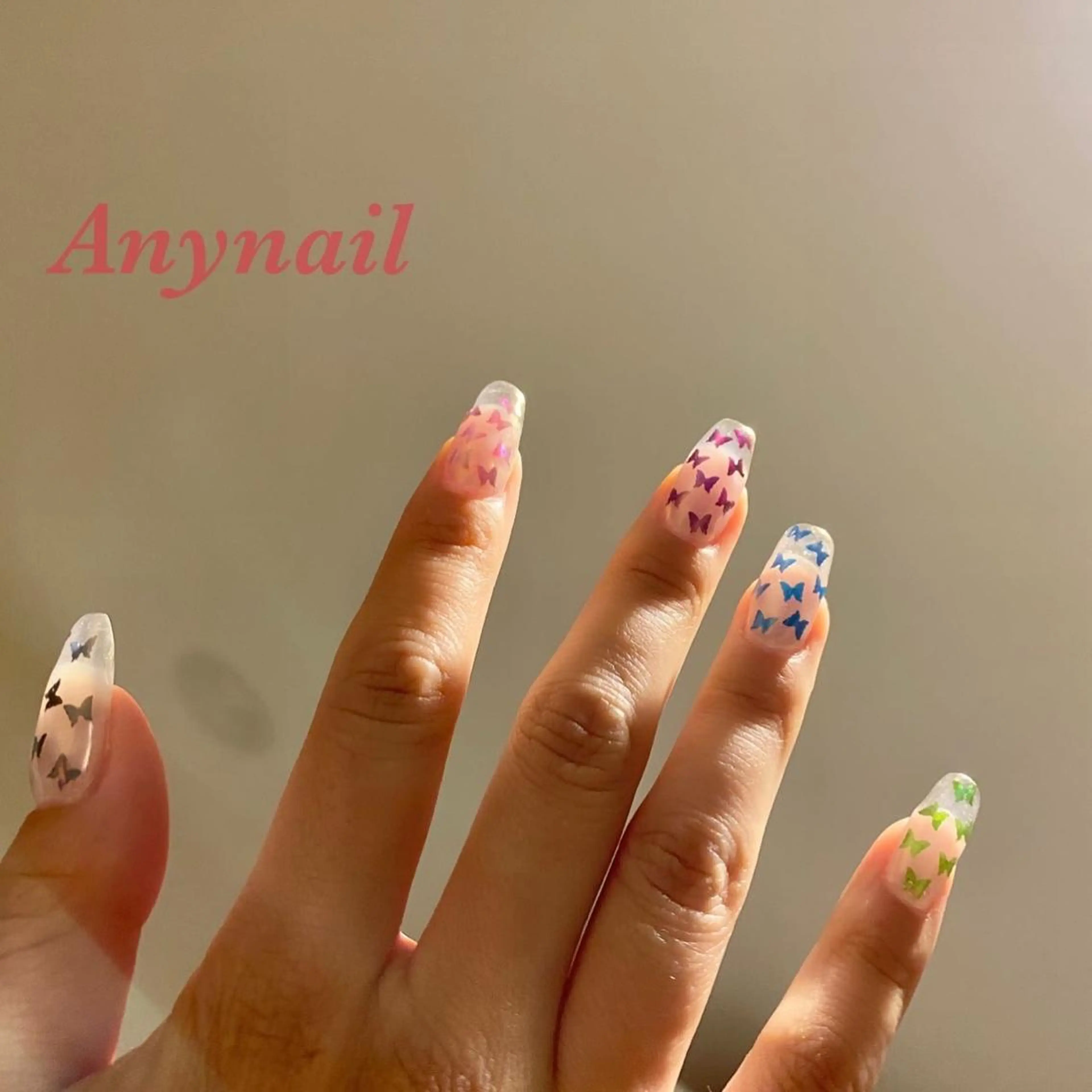 ネイル ブルー クリアネイル スカルプネイル ハンドネイル 岩澤 恵子のネイルデザイン