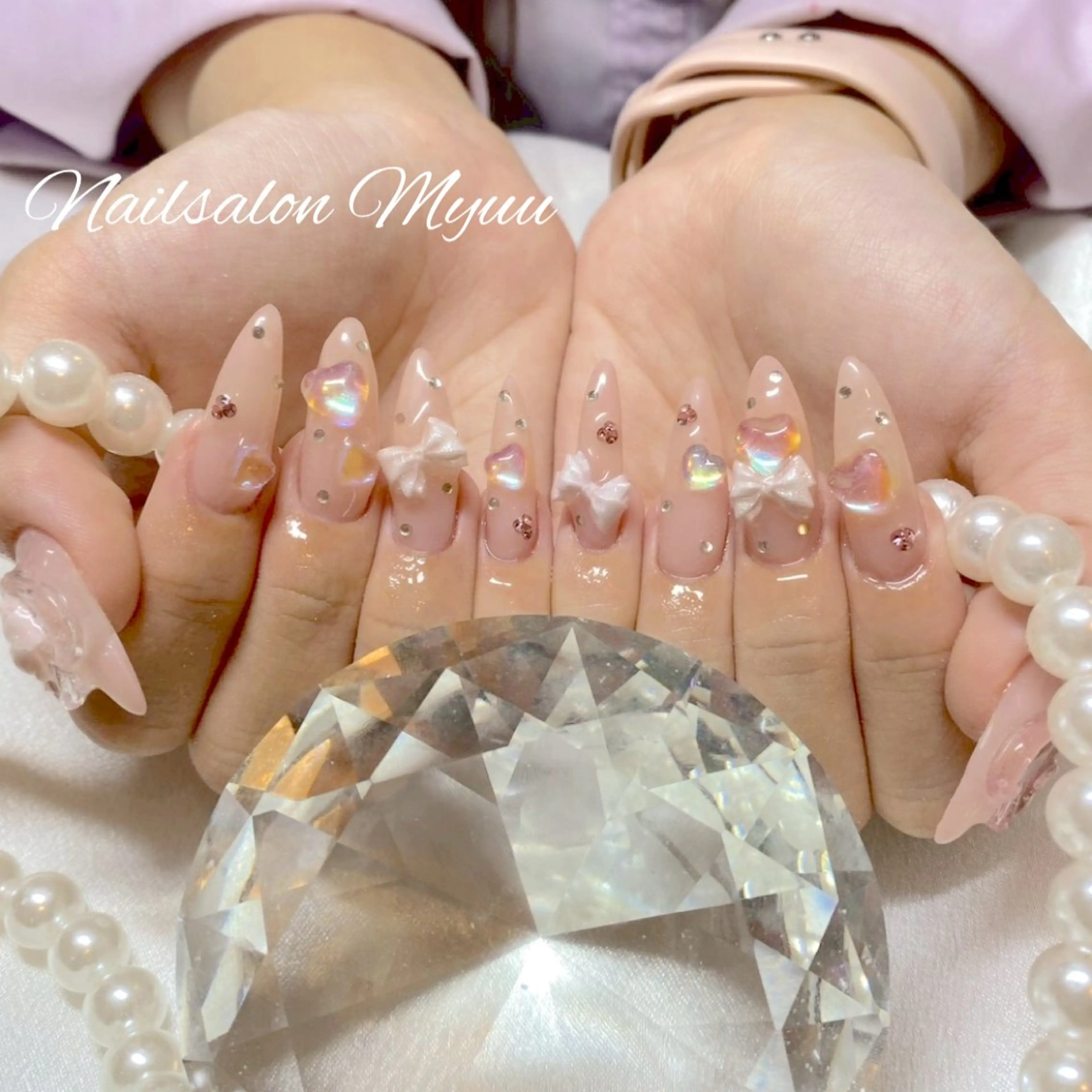 ネイル ロングネイル 持ち込み スカルプネイル ネイルチップ ハンドネイル Nailsalon Myuu笠原のネイルデザイン