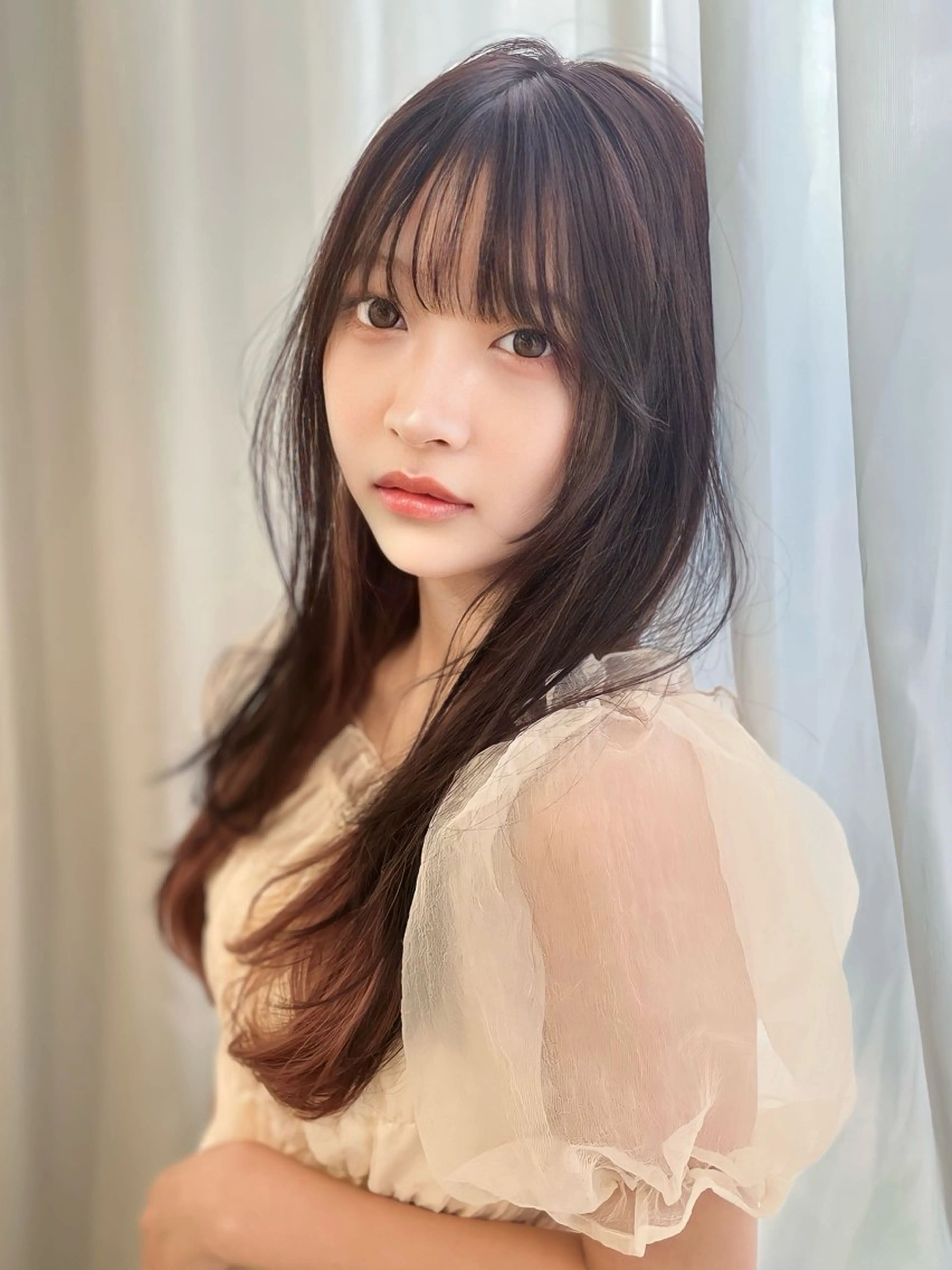 ロング カラー カット ヘアカラー トリートメント 韓国ハッシュカット/ 新宿/髪質改善/岡崎のヘアスタイル