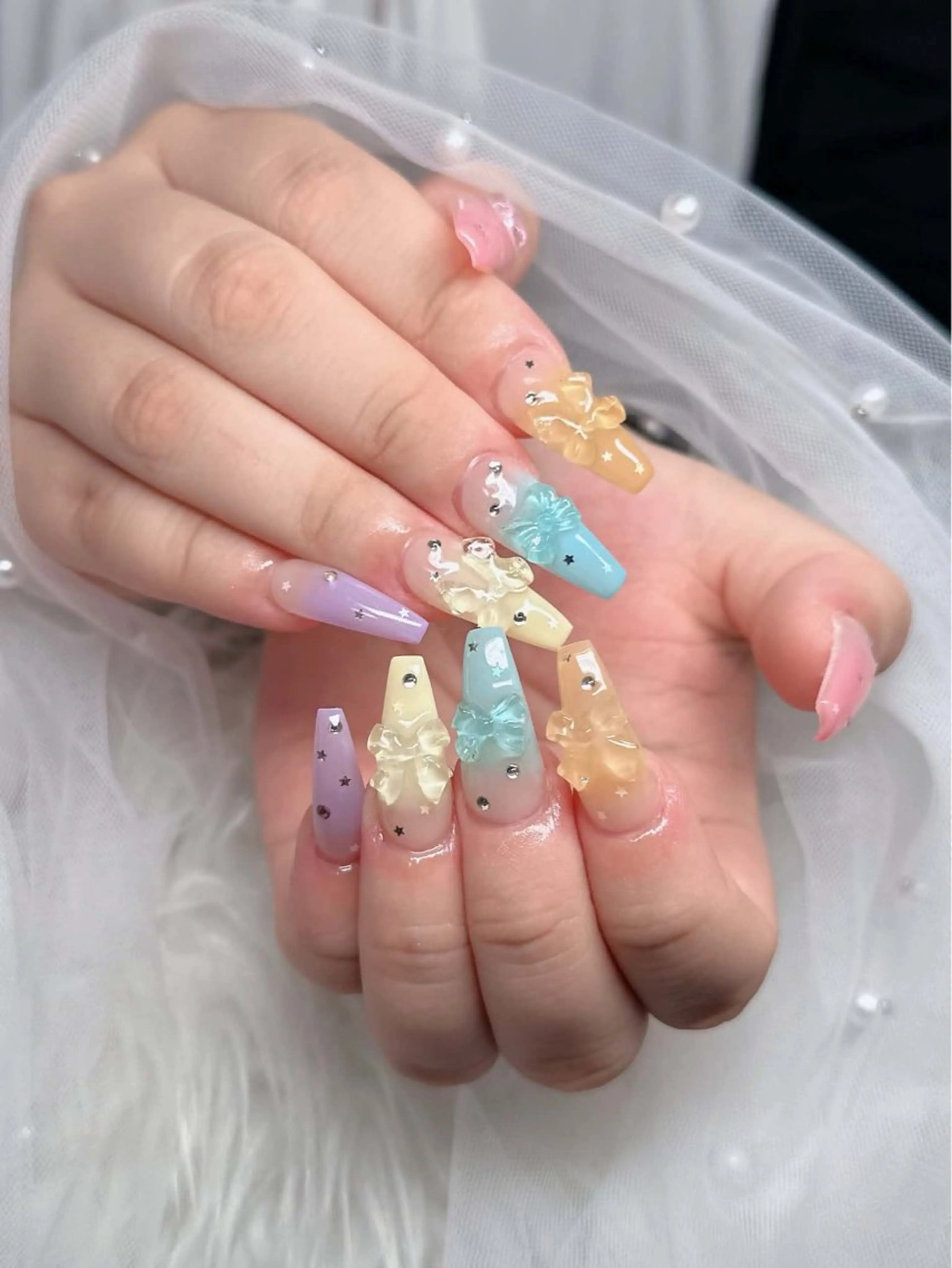 ネイル アートネイル 成人式 ジェルネイル ニュアンスネイル 夏ネイル ハンドネイル neco H.babynailのネイルデザイン