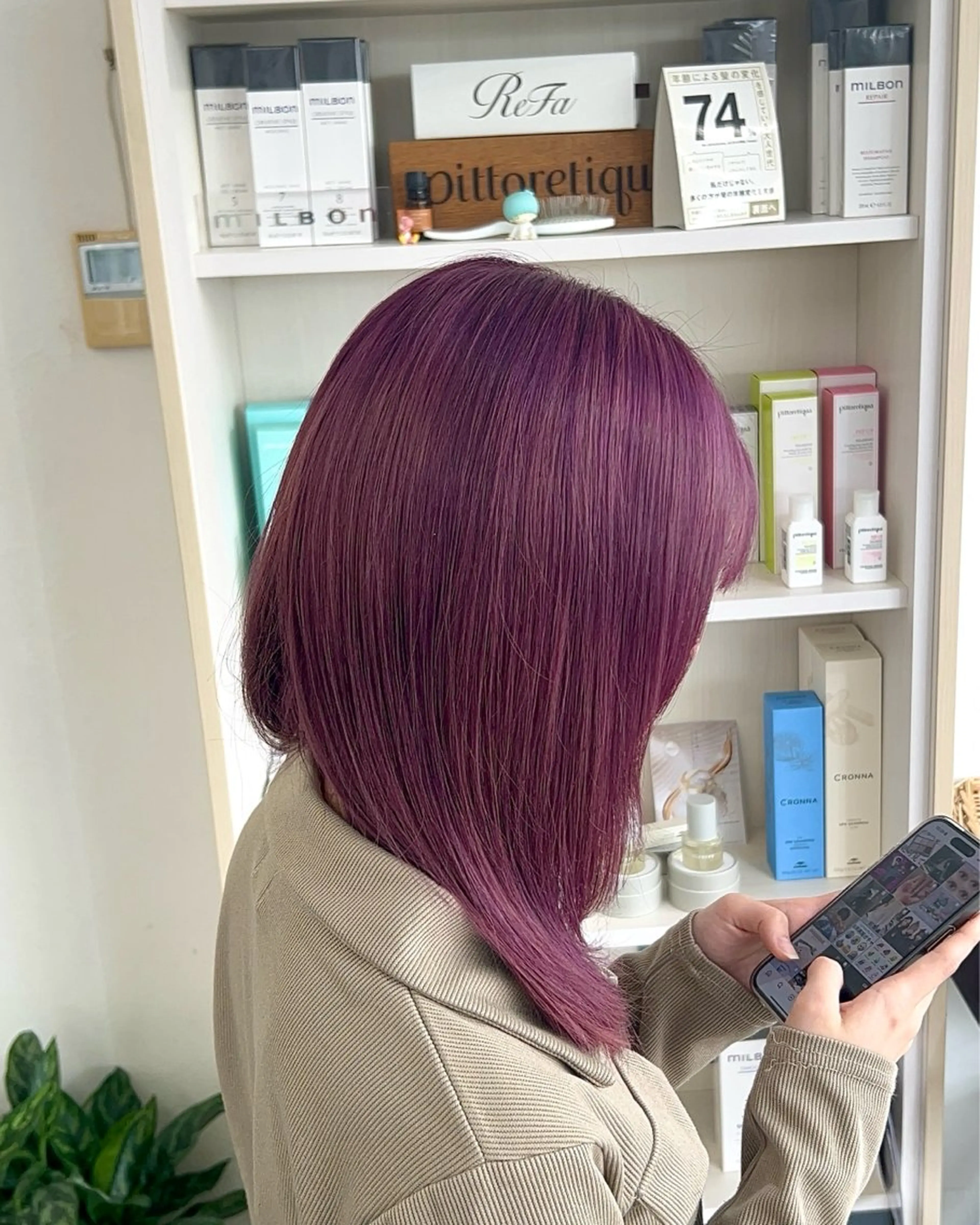 ミディアム カラー ブリーチ ラベンダーカラー ピンクカラー ピンクラベンダー ヘアカラー 大竹里旺/belle /インナーカラーのヘアスタイル