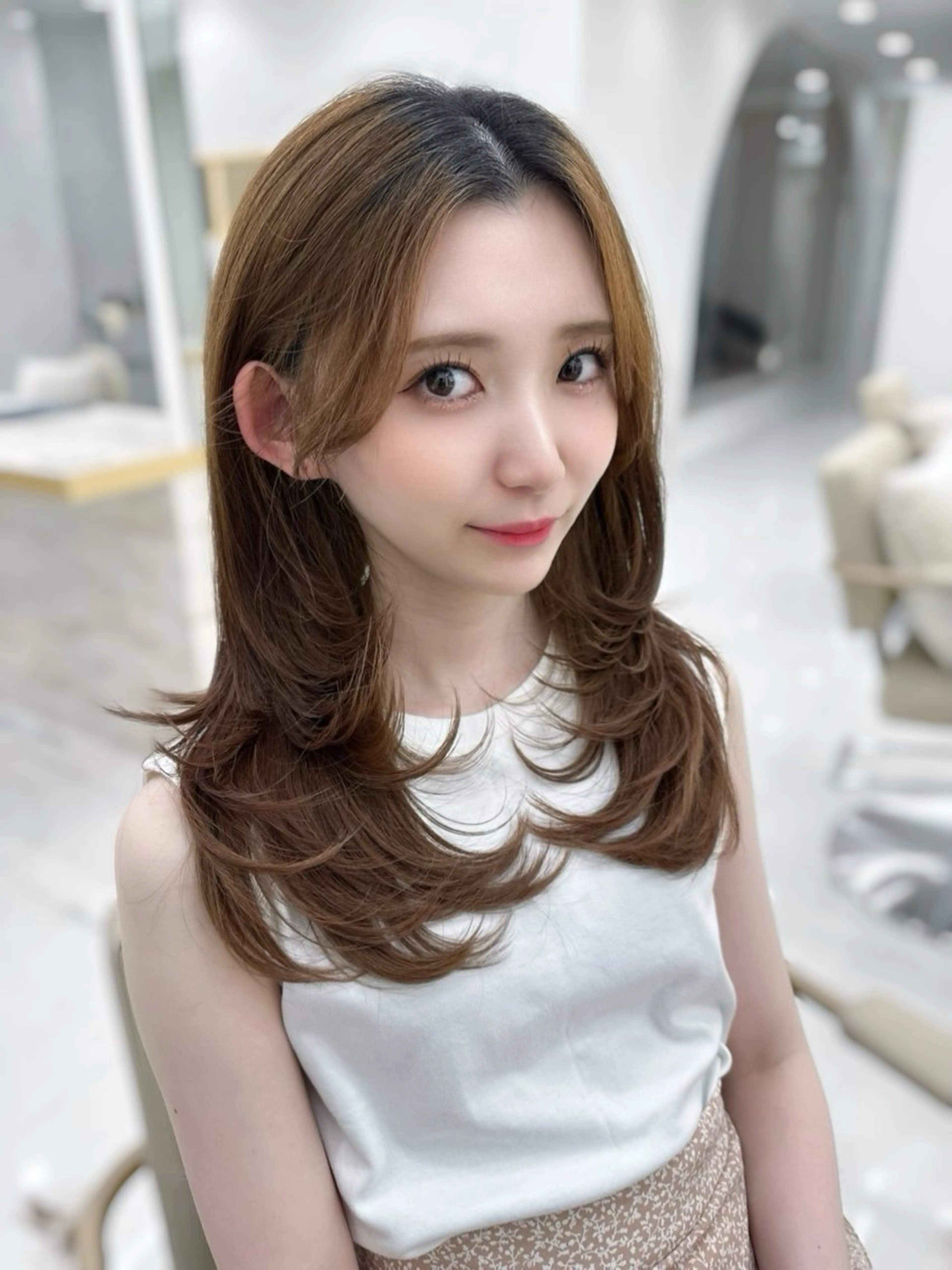 セミロング カット 似合わせ/レイヤー /顔まわり/池田歩樹のヘアスタイル