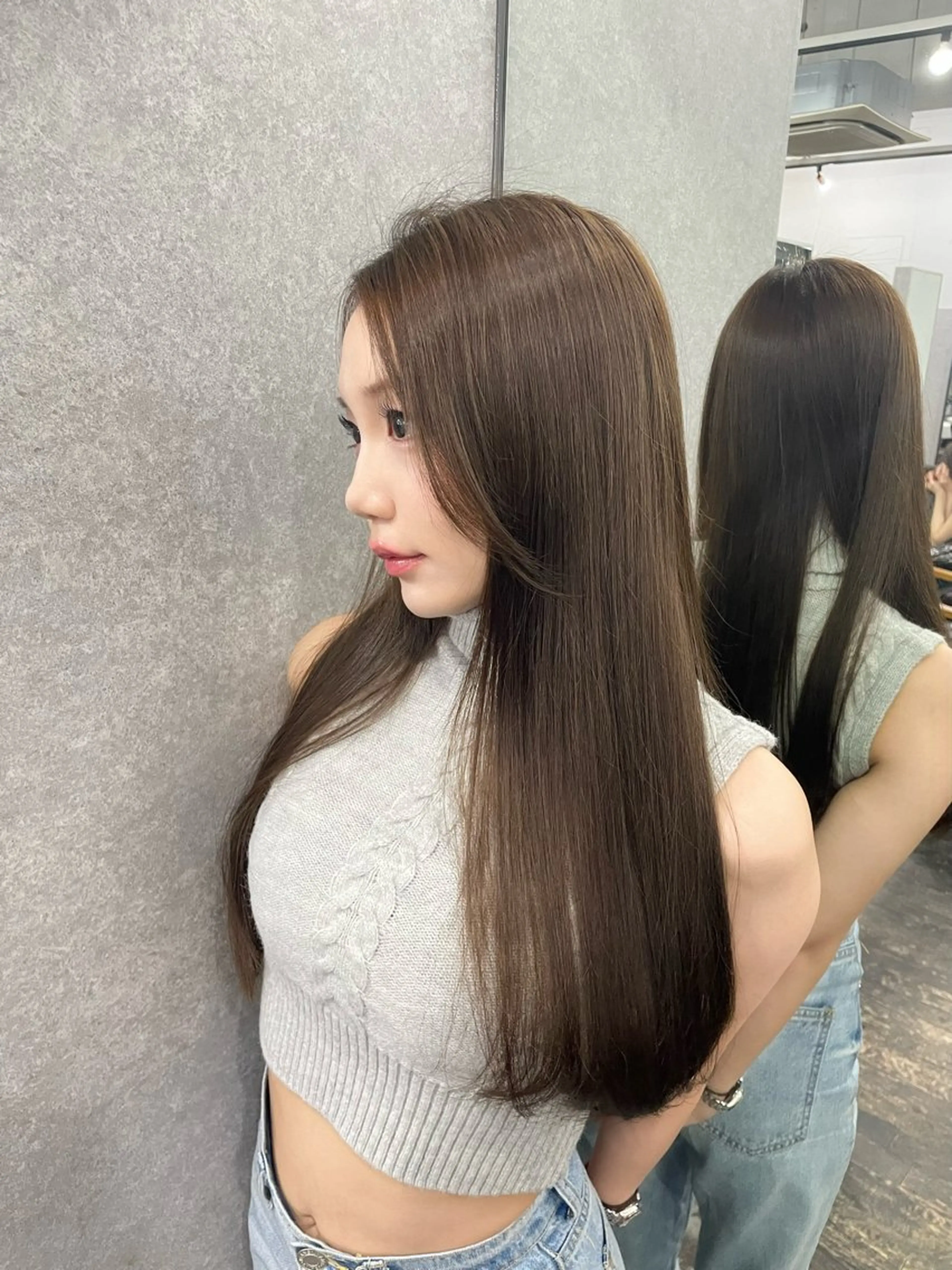 ロング カット ヘアカラー 梅田韓国ヘア kiara🩷彡のヘアスタイル