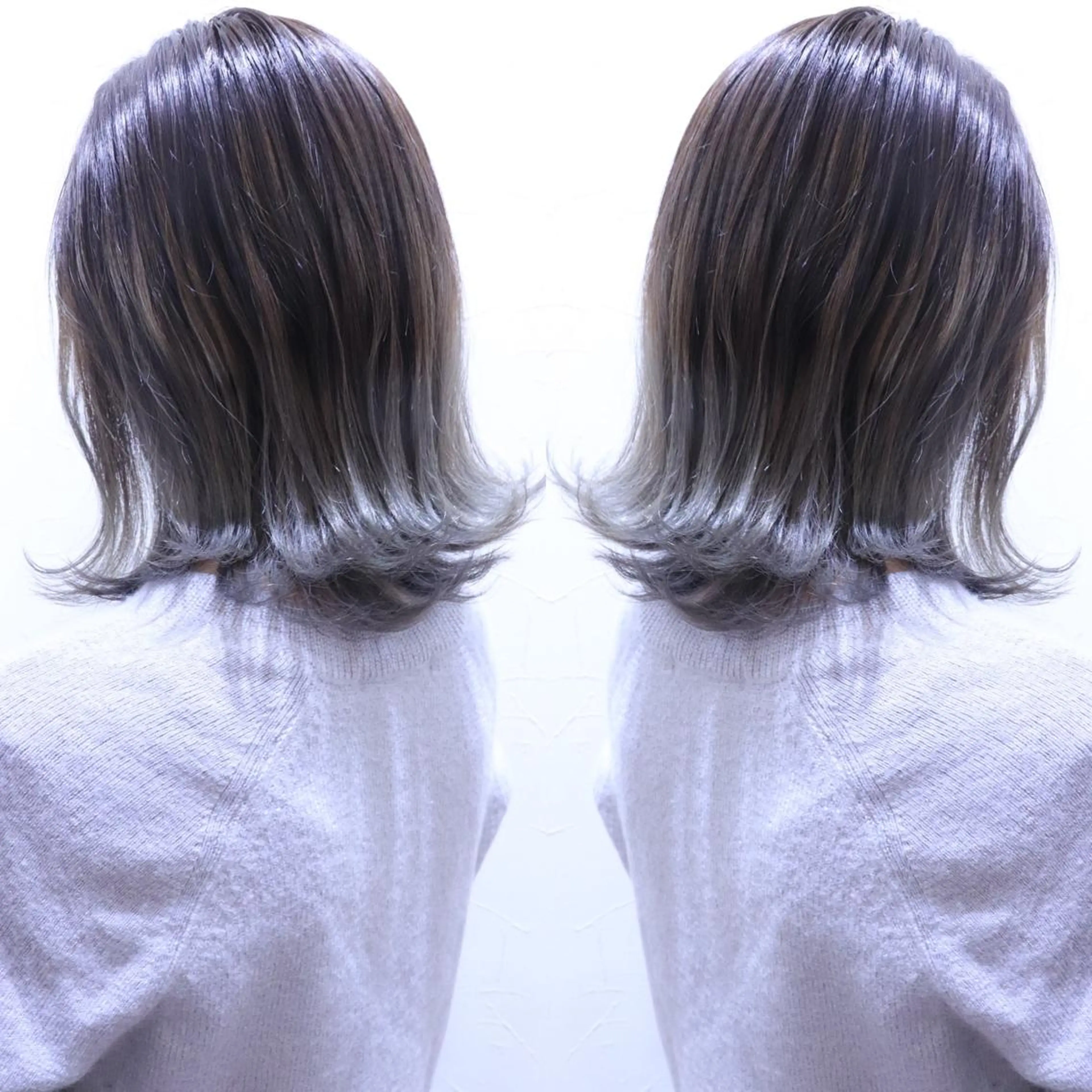 ミディアム ハイライト カット 縮毛矯正 お悩み、似合わせ提案 将真のヘアスタイル