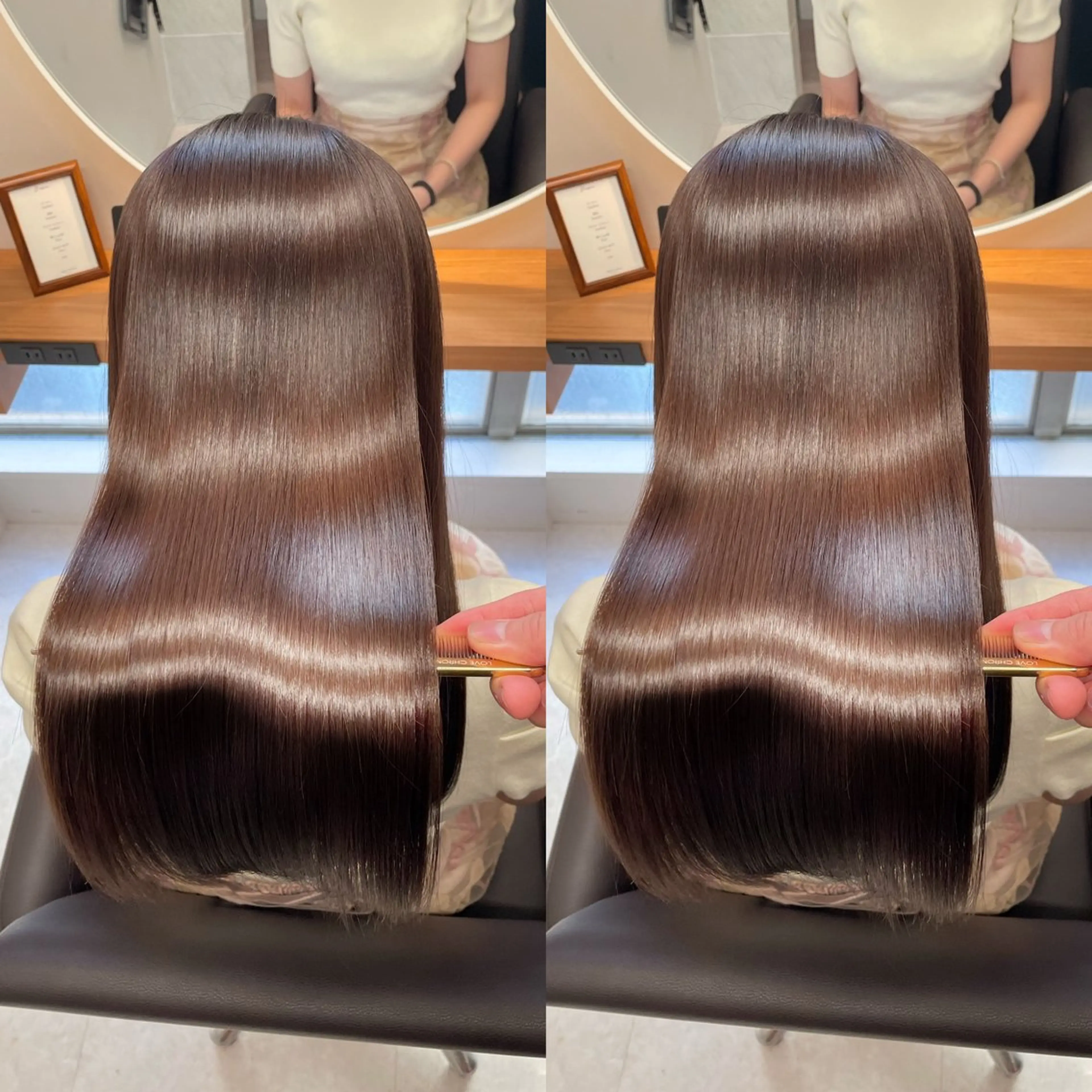 ロング 髪質改善 縮毛矯正 カット ヘアカラー 縮毛矯正 新宿/韓国風レイヤー 髪質改善/ジャッキーのヘアスタイル