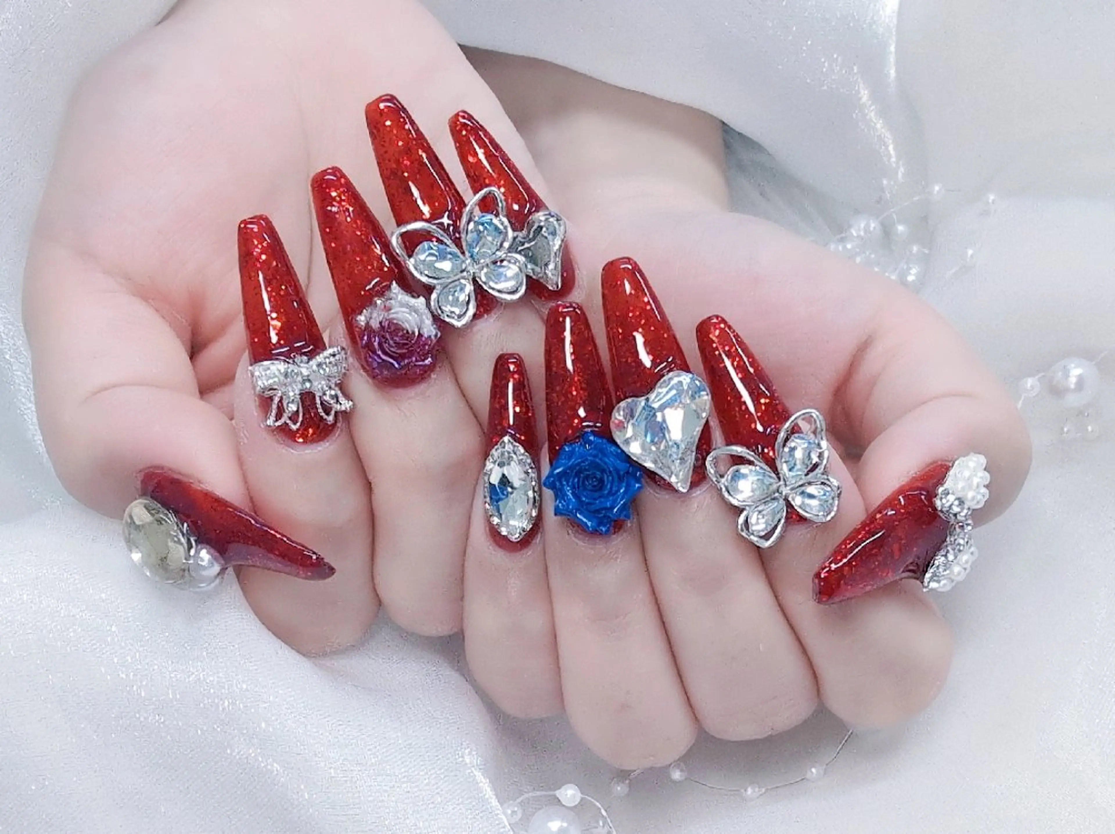 ネイル チークネイル 成人式 長さ出し フラッシュネイル フレンチネイル Chouette Nailのネイルデザイン