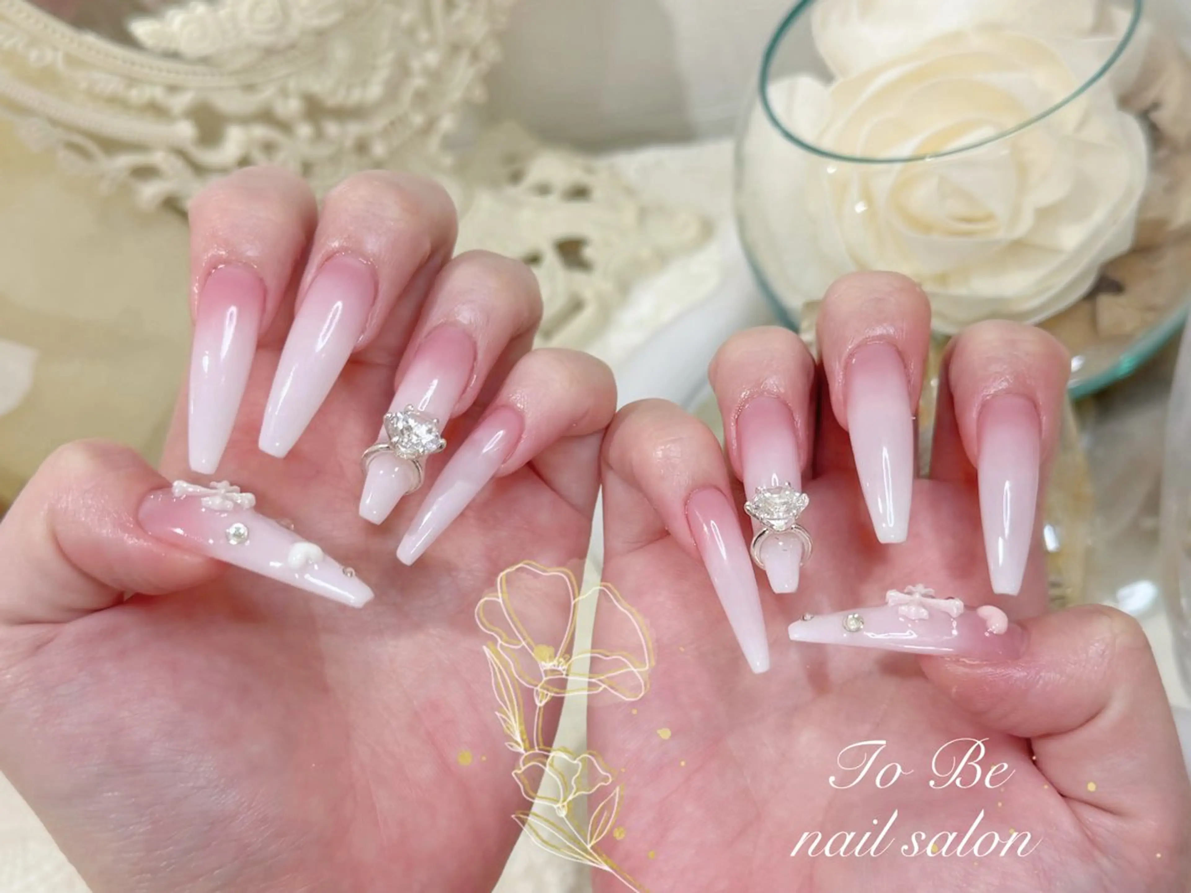 ロング ハンドネイル Nail Salon To Be珈月のネイルデザイン