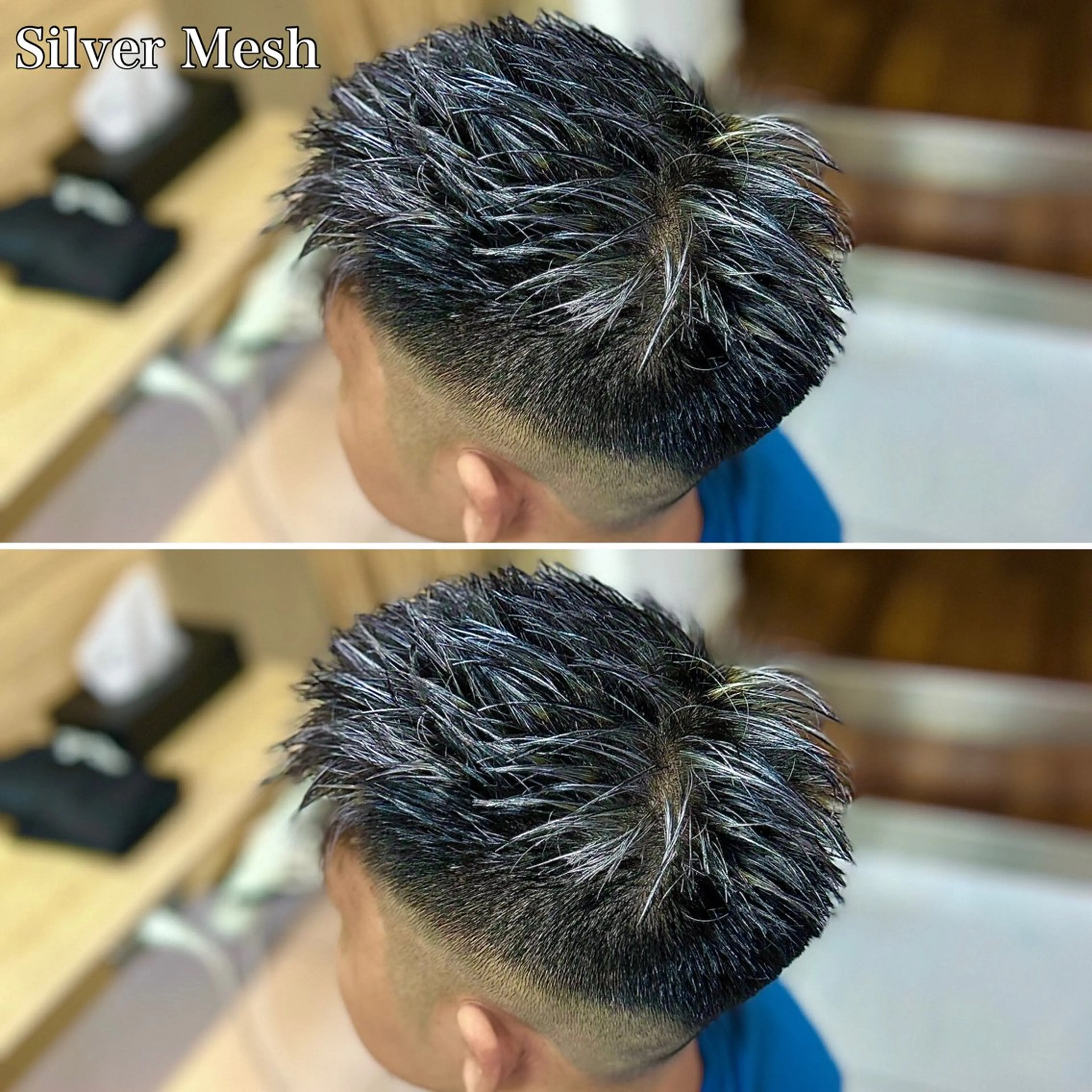 ショート カラー メンズ メンズハイライト メンズメッシュ ハイライトカラー メッシュ シルバー ヘアカラー トリートメント 🔮メンズ縮毛矯正 メンズパーマ💎竹永のヘアスタイル