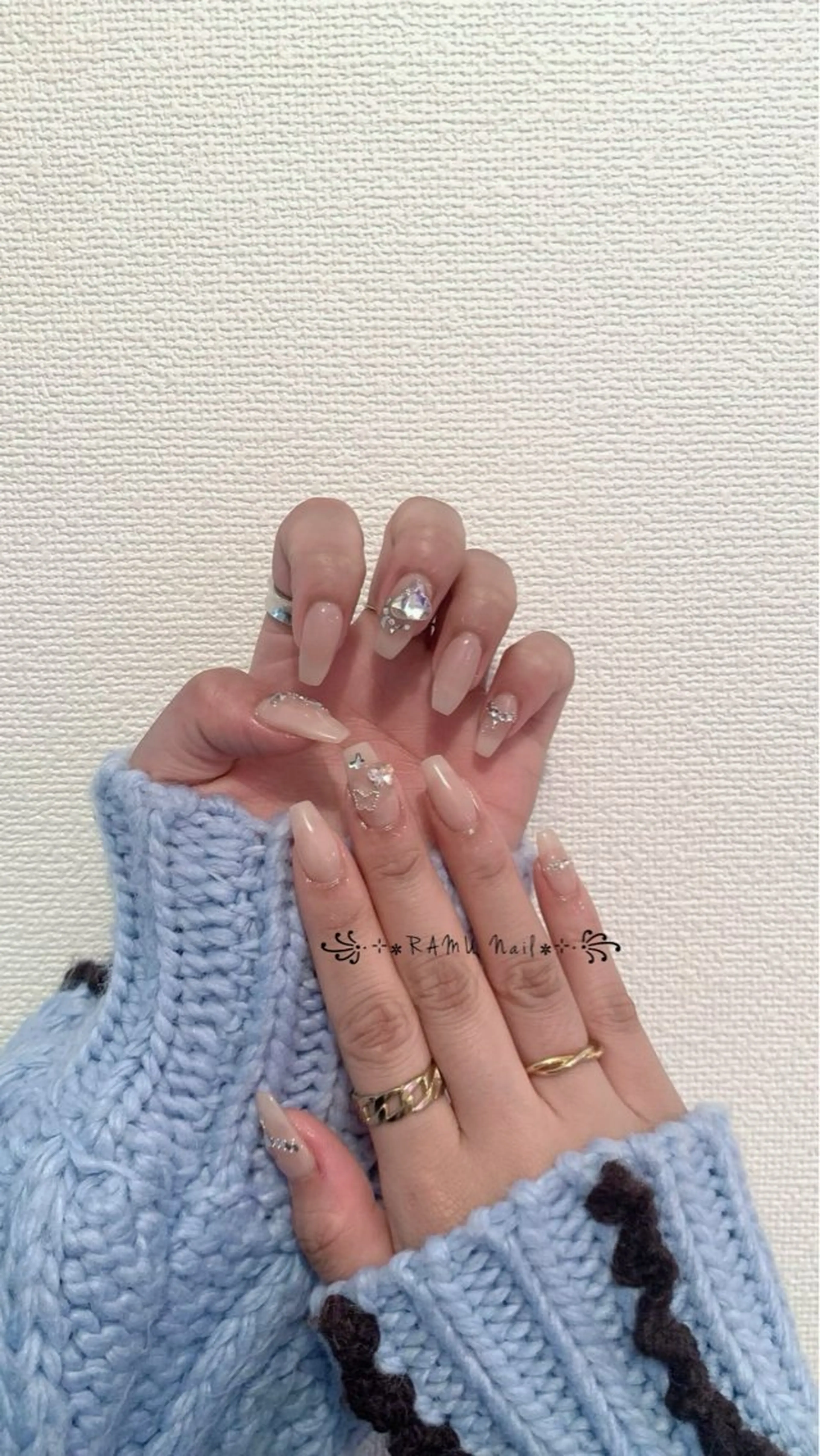 ネイル チークネイル フレンチネイル グラデーション キラキラネイル 韓国ネイル ハンドネイル RAMU Nail 恵比寿店のネイルデザイン