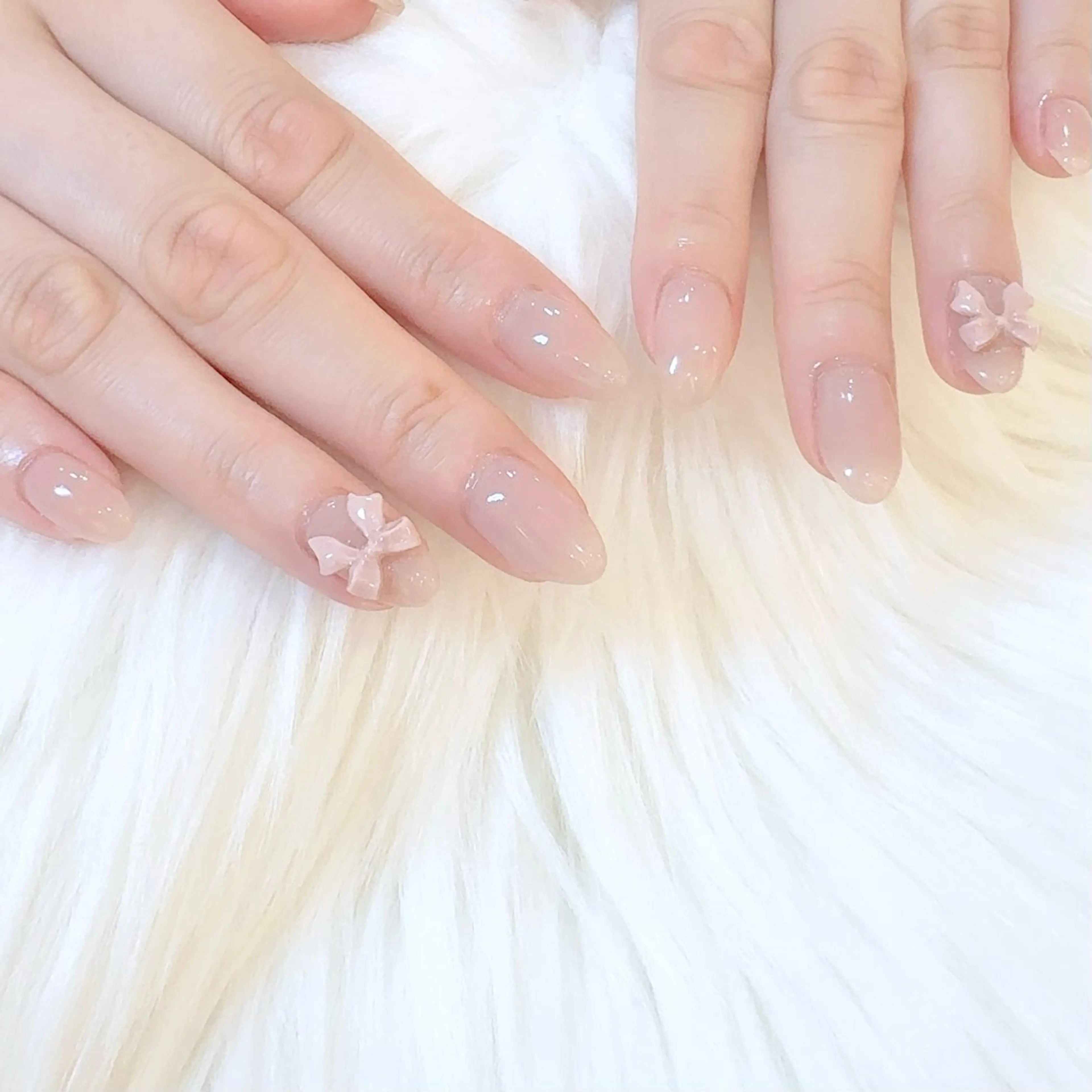 ネイル ワンカラーネイル リボン ハンドネイル Airis nailのネイルデザイン