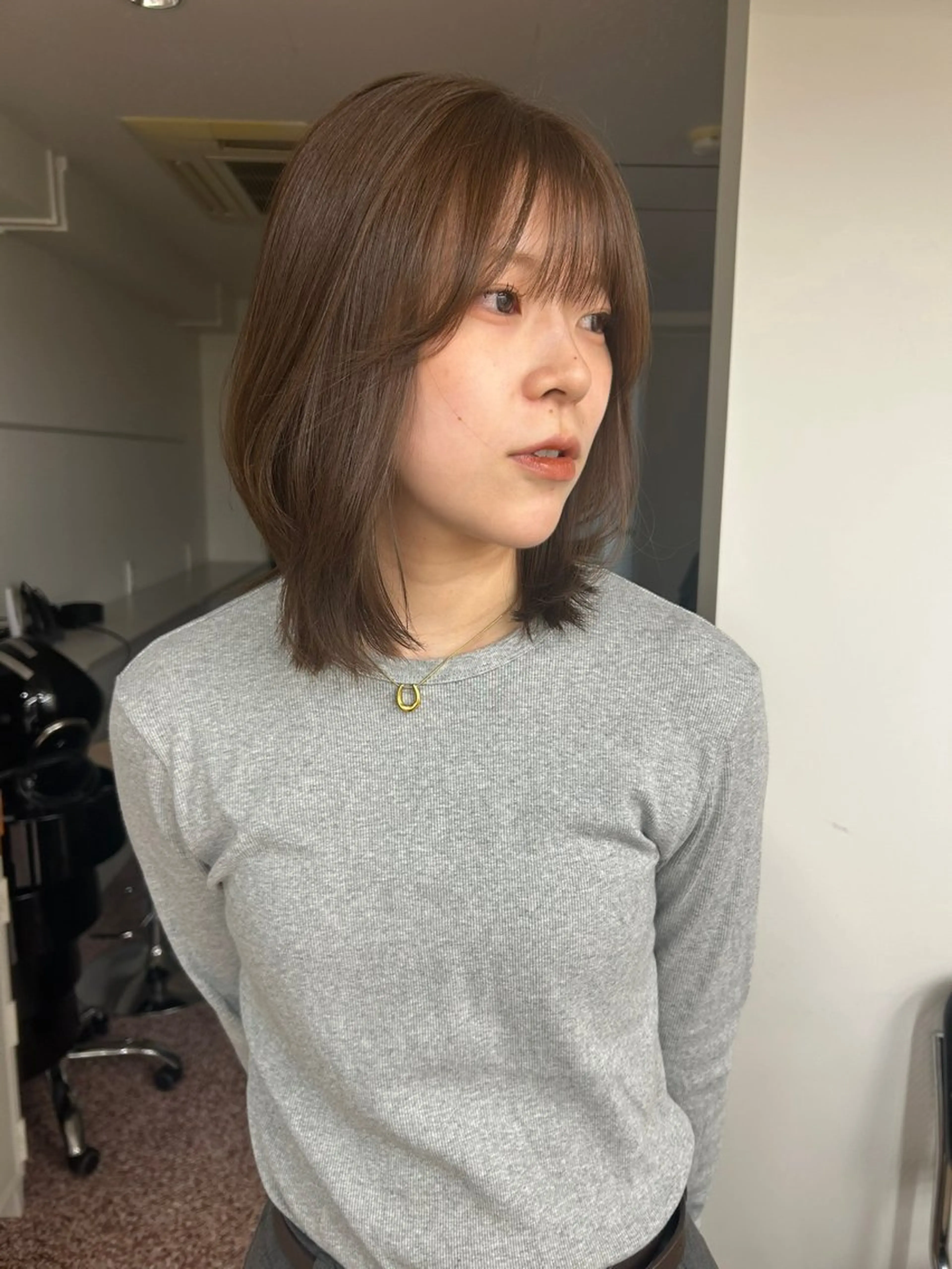 ミディアム カラー カット ヘアカラー トリートメント 【une】 nanamiのヘアスタイル