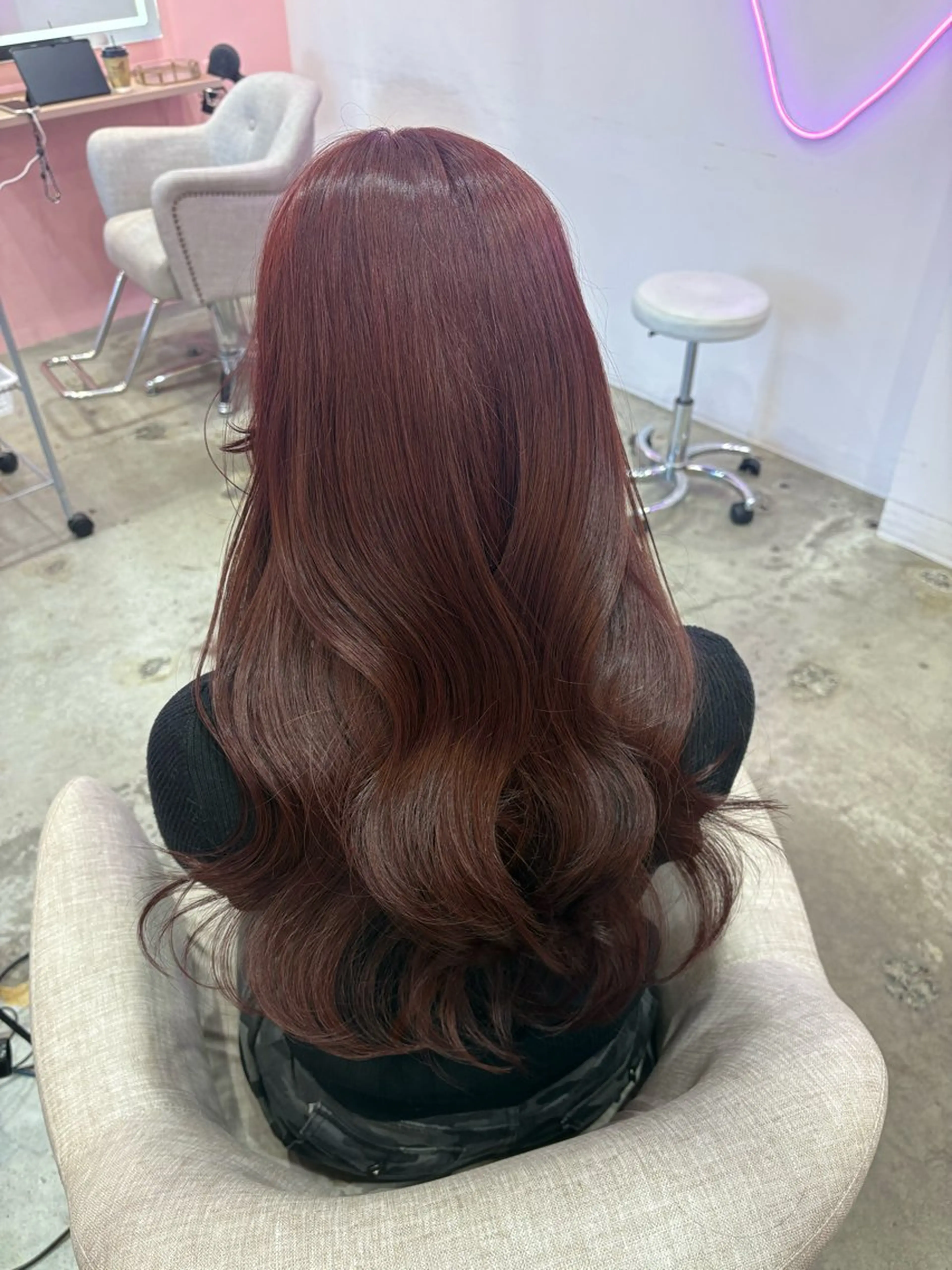 ロング Miu 名古屋カット ミディアム/ピンク髪のヘアスタイル