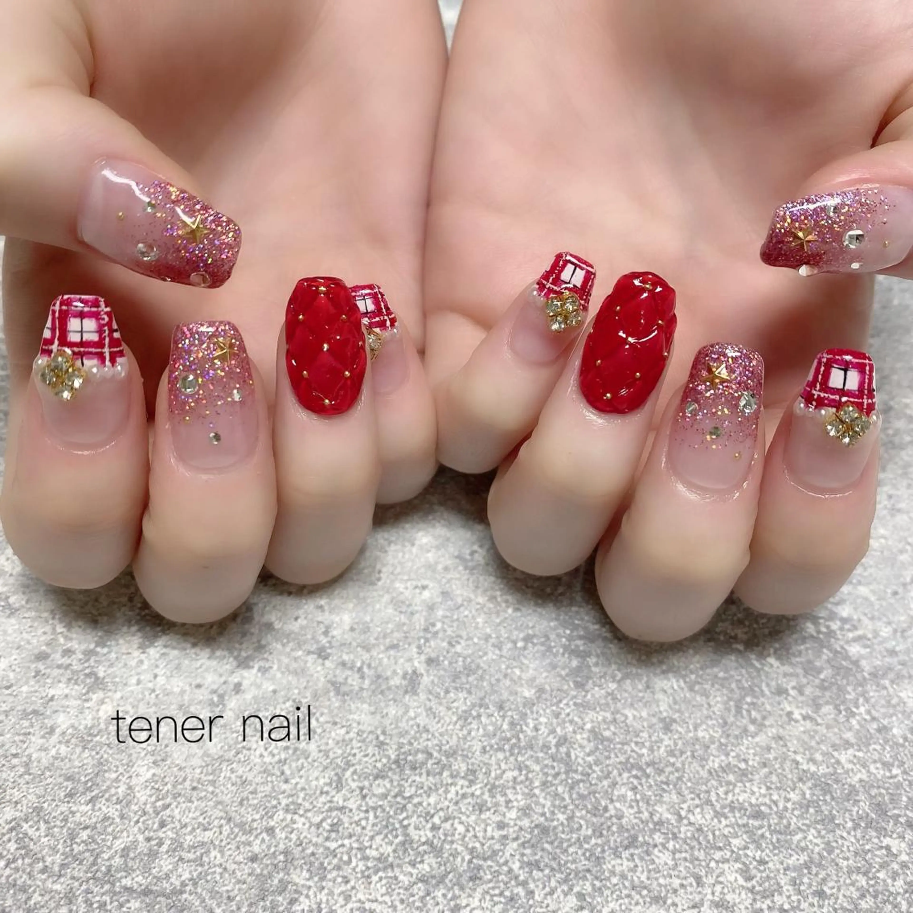 ネイル 赤色 tener  nail  テネルネイル所属・テネルネイル tener nailのネイルデザイン