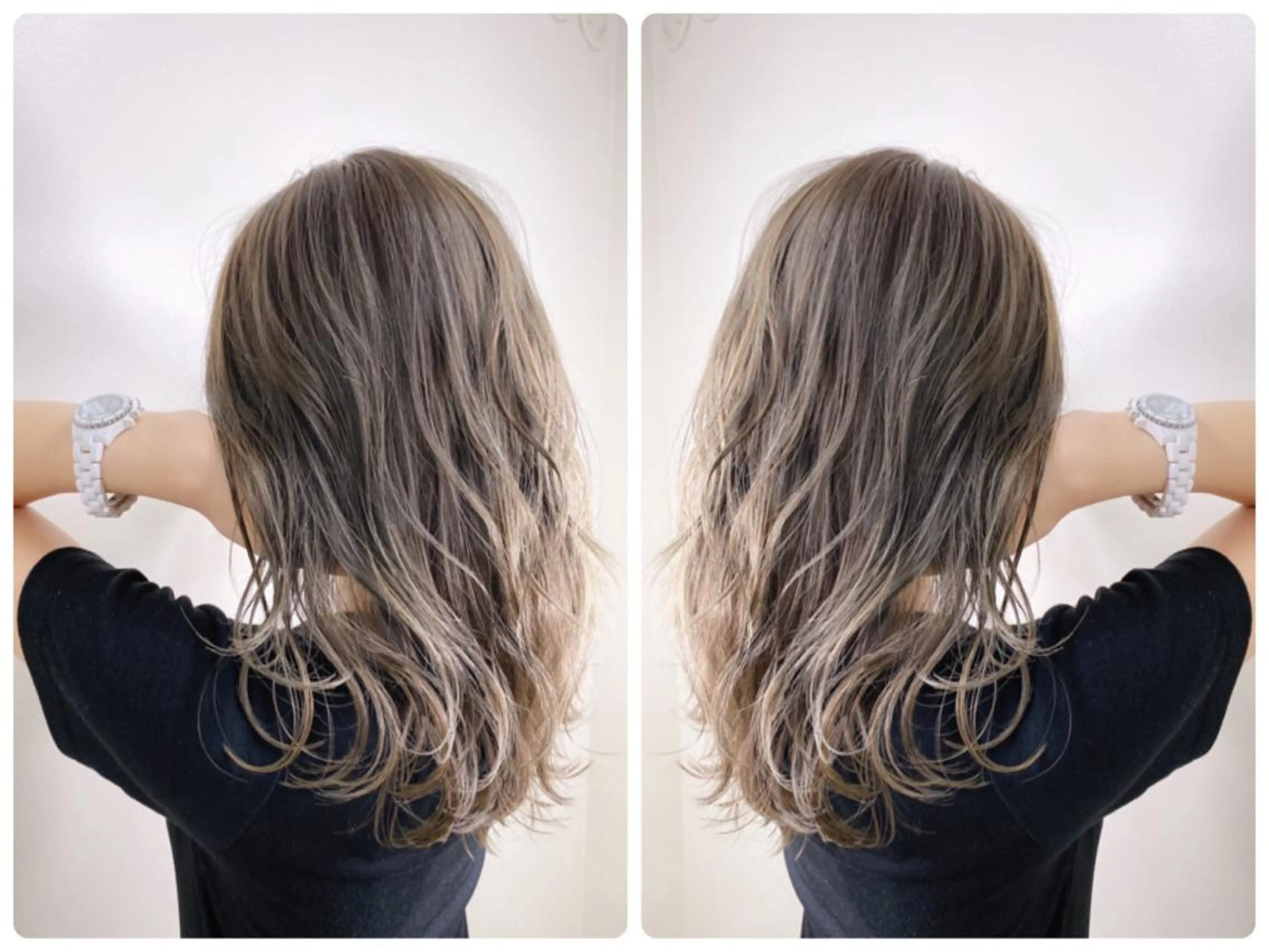 ロング カラー ヘアアレンジ フェザーパーマ/ ダブルカラー/藤田のヘアスタイル