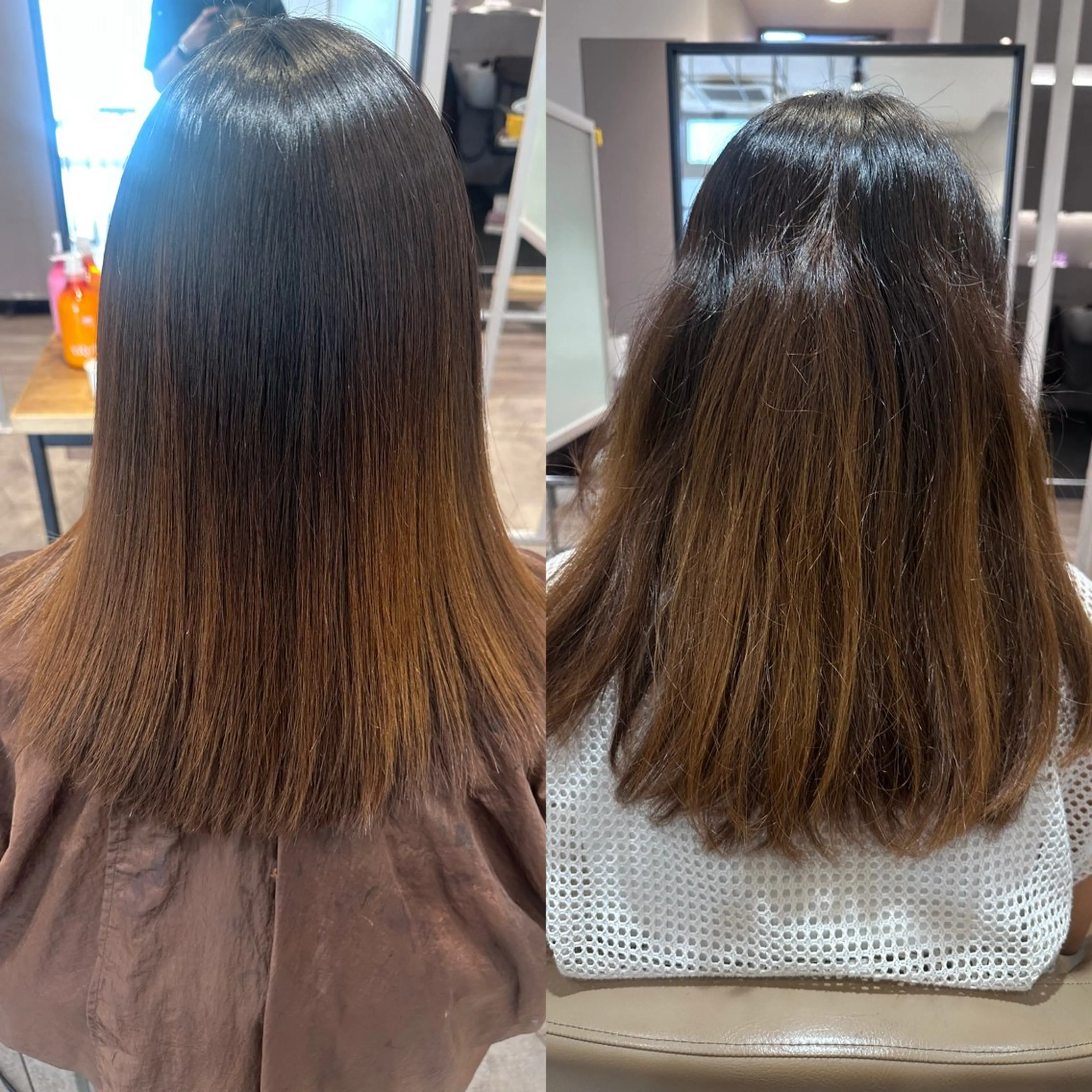 セミロング 縮毛矯正 酸性ストレート センター南　髪質改善 大引　優のヘアスタイル